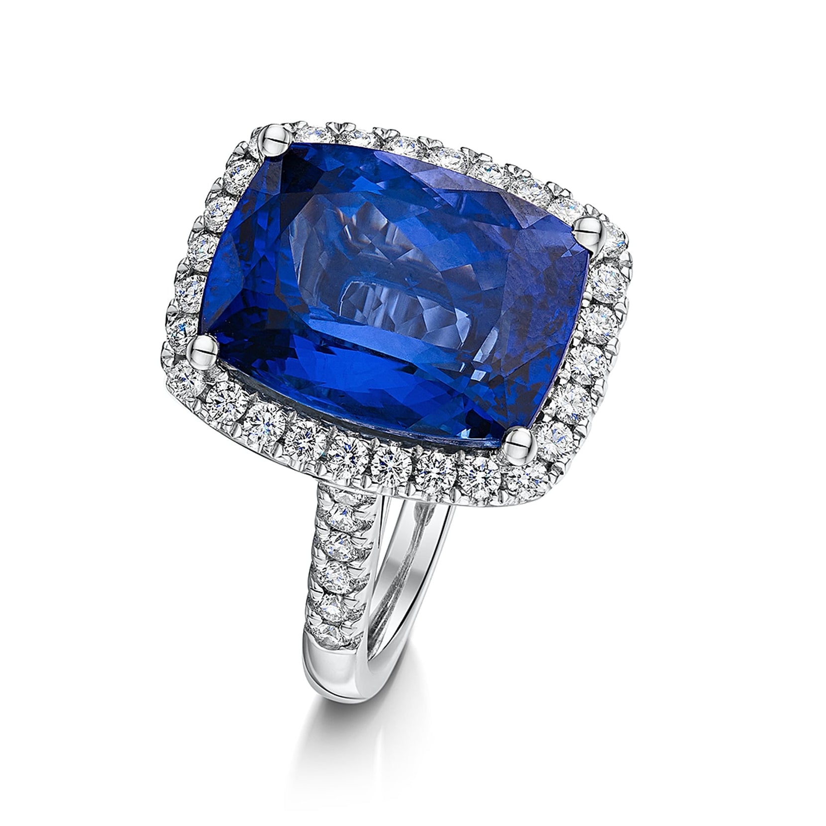 10.00ct Tanzanite and Diamond Platinum Cocktail Cluster ring