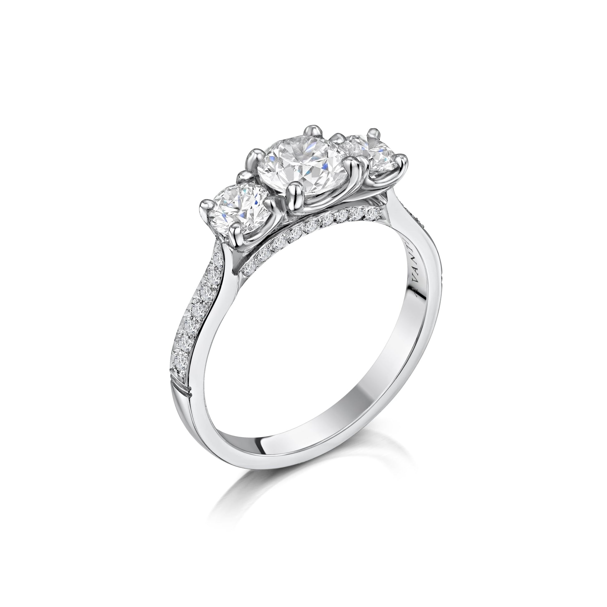 18ct White Gold Pre-owned Three Stone Diamond Ring and Diamond Set Band