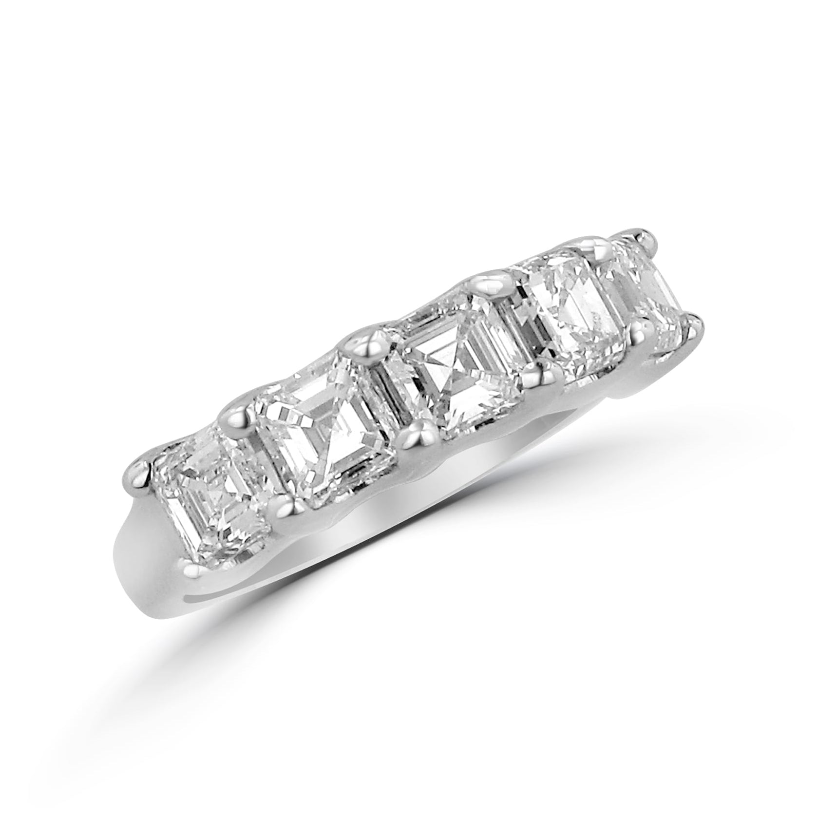 Platinum Five Stone Asscher Cut Diamond Ring