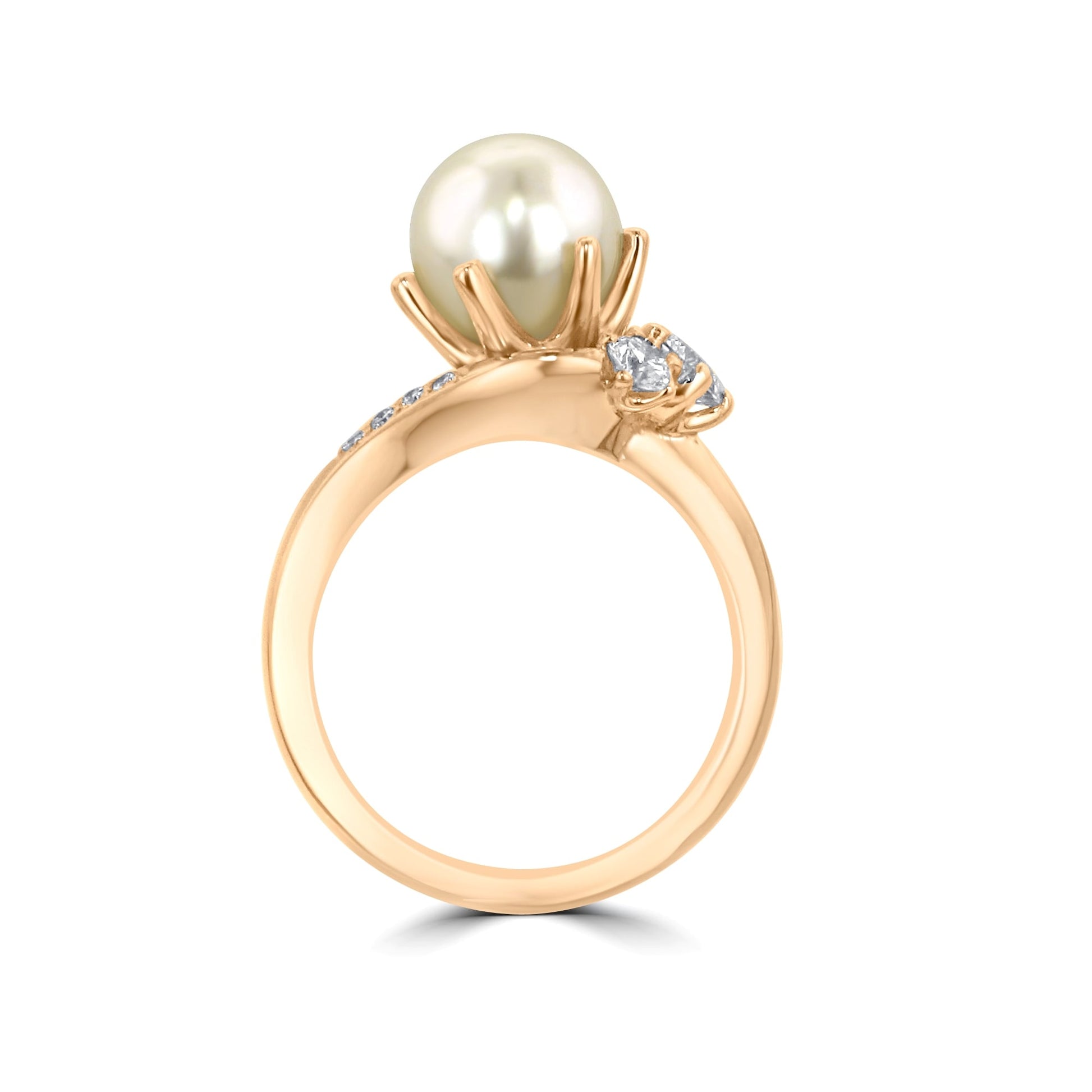 18ct Rose Gold Akoya Pearl and Diamond Ring