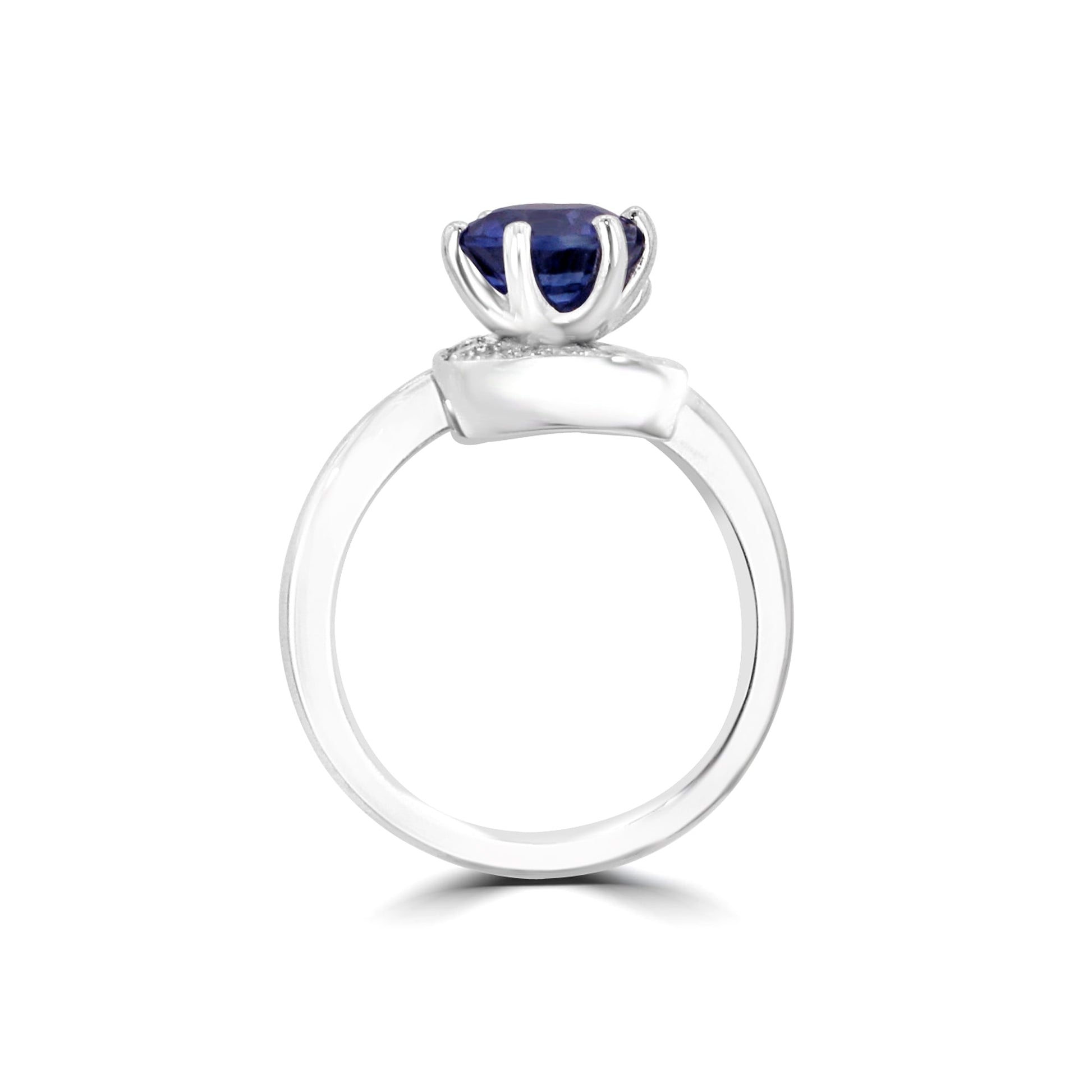 White Gold Wave Avanti Designed Sapphire Diamond Ring
