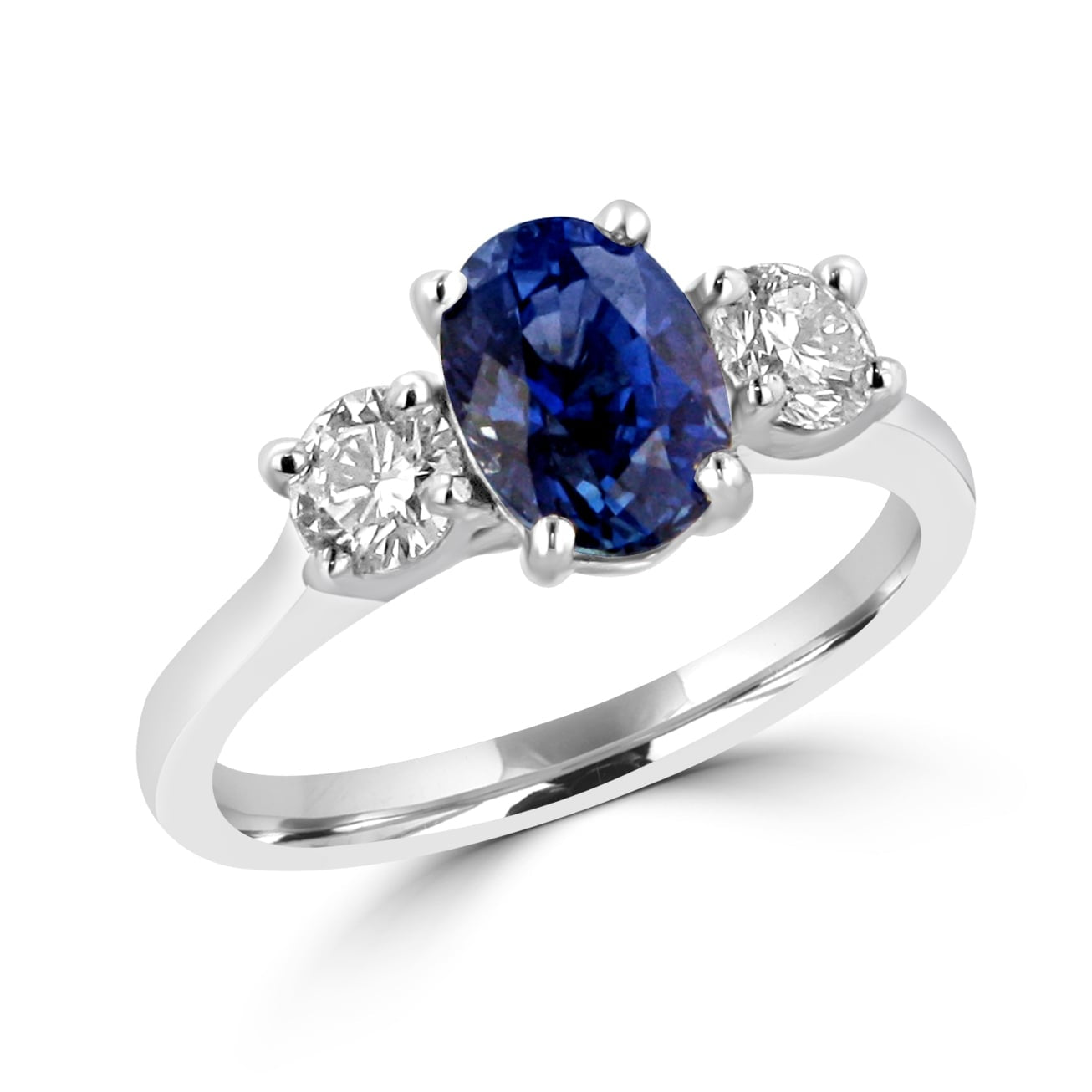 Sapphire and Diamond Three Stone Ring in Platinum