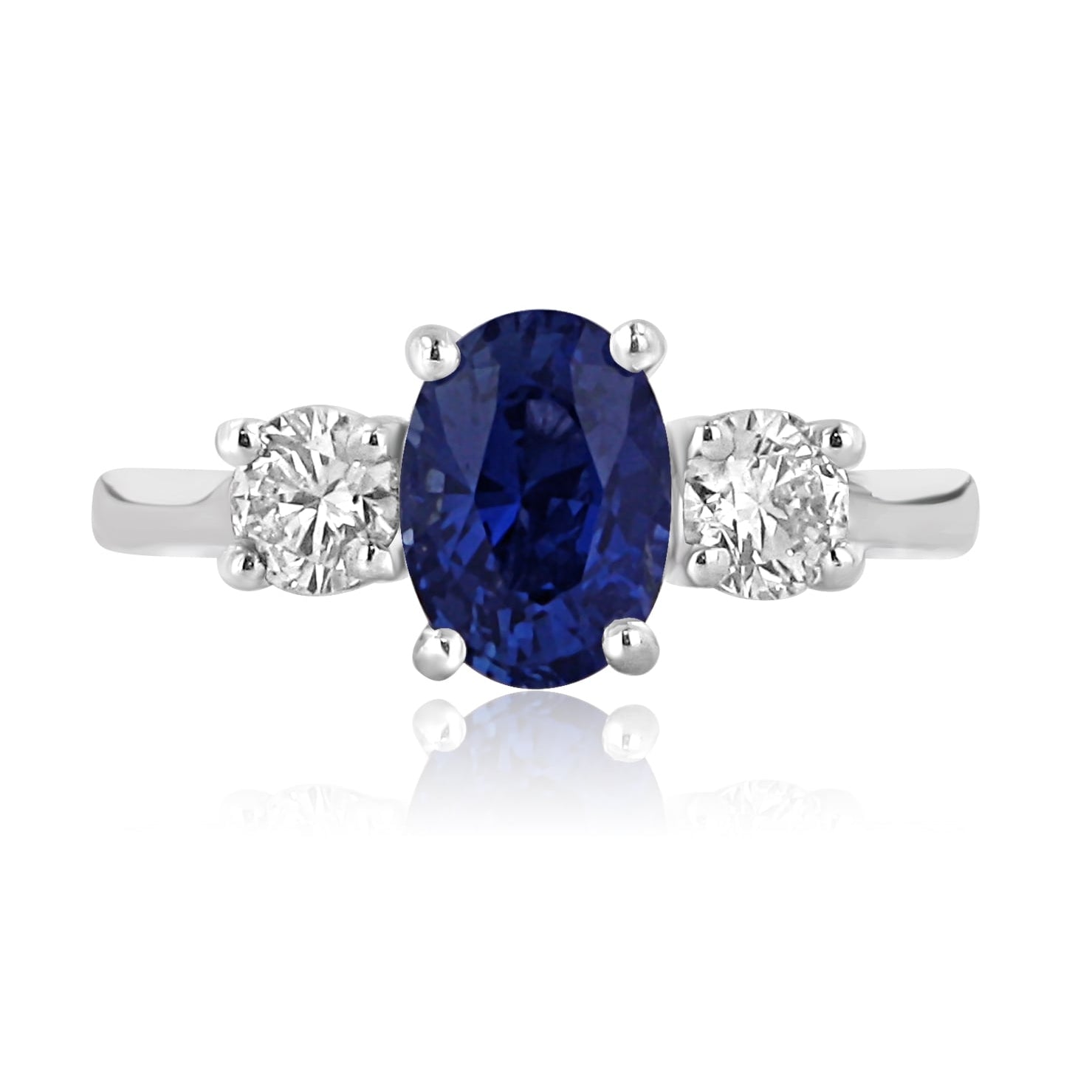 Sapphire and Diamond Three Stone Ring in Platinum