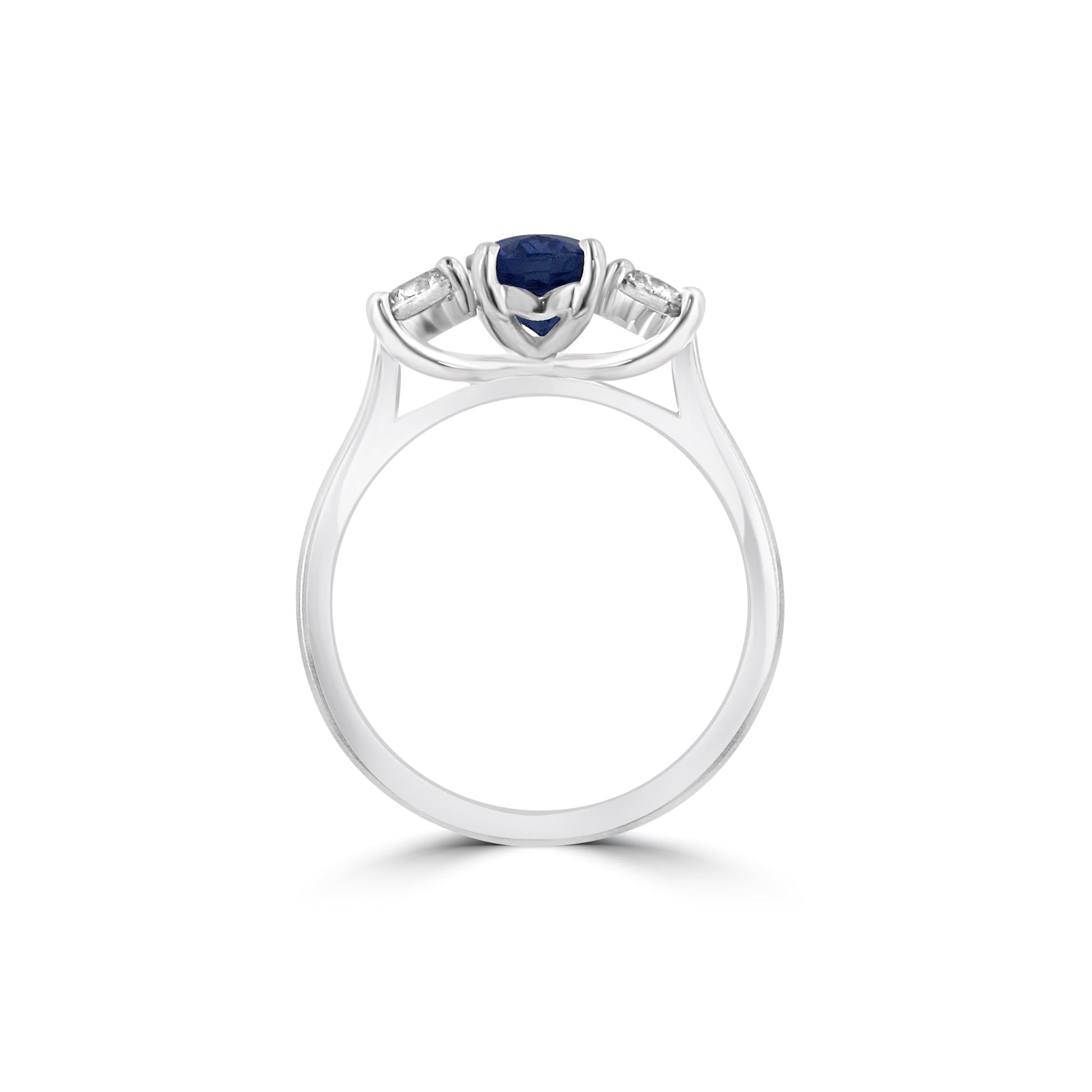 Sapphire and Diamond Three Stone Ring in Platinum
