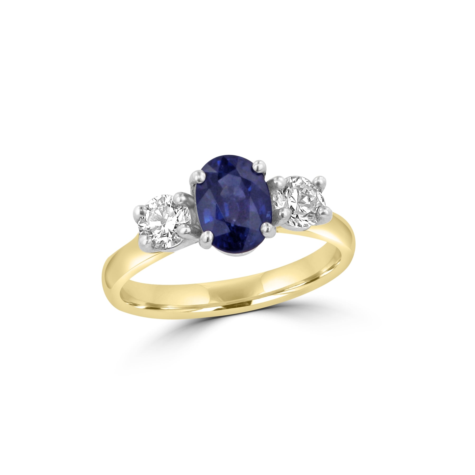 1.60ct Sapphire and Diamond Three Stone Ring in 18ct Gold