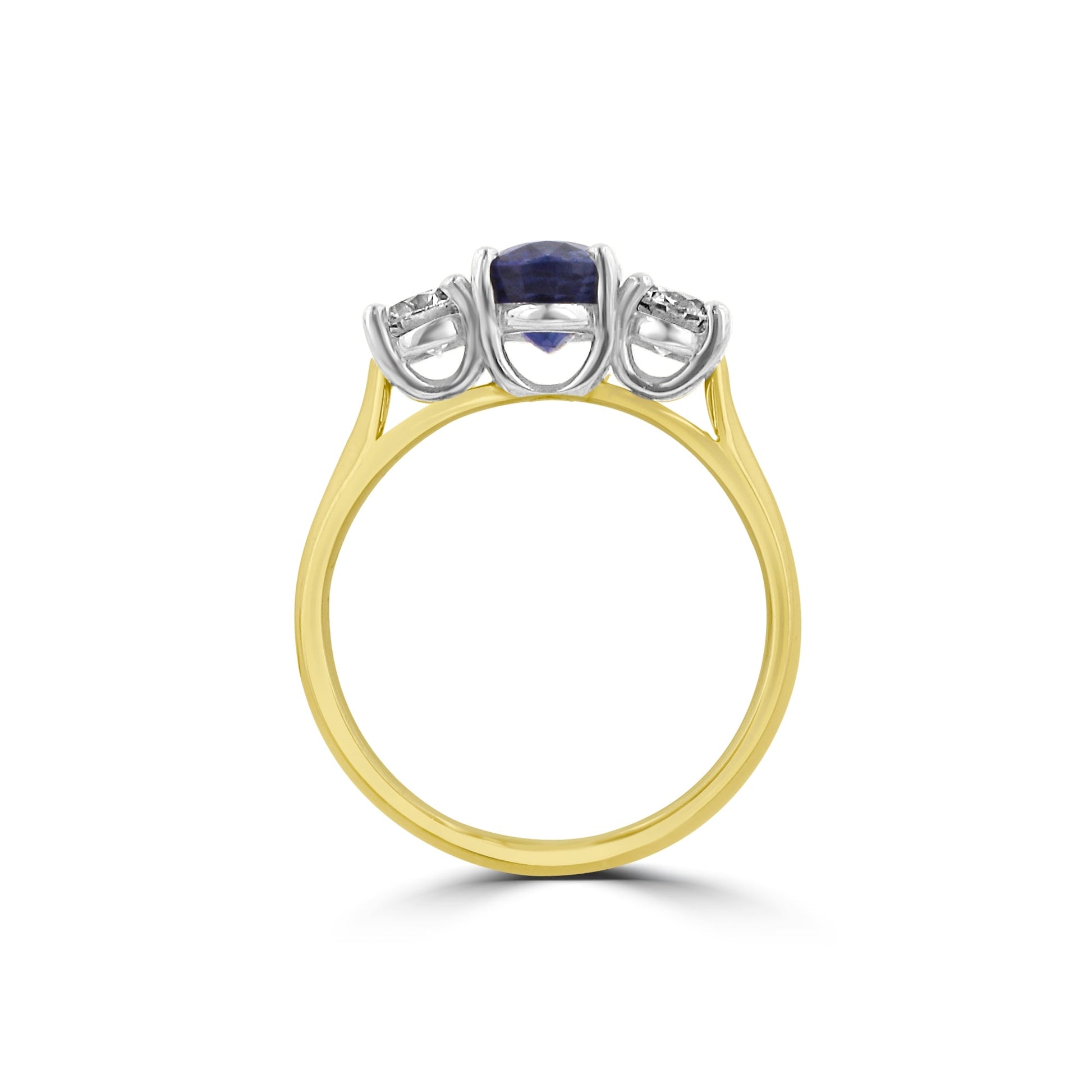 1.60ct Sapphire and Diamond Three Stone Ring in 18ct Gold