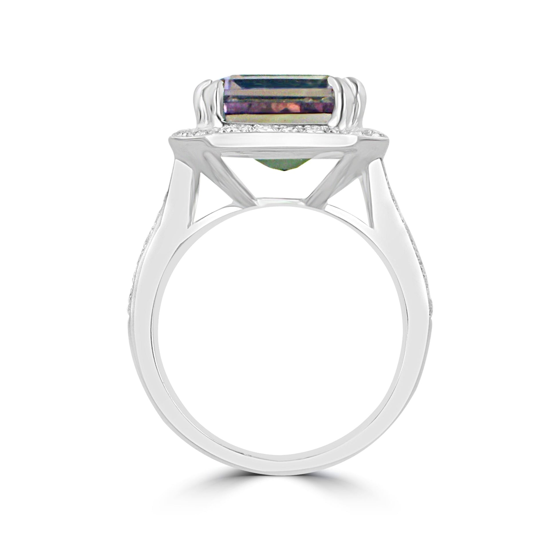 Large Ametrine and Diamond Halo Cluster Cocktail Ring