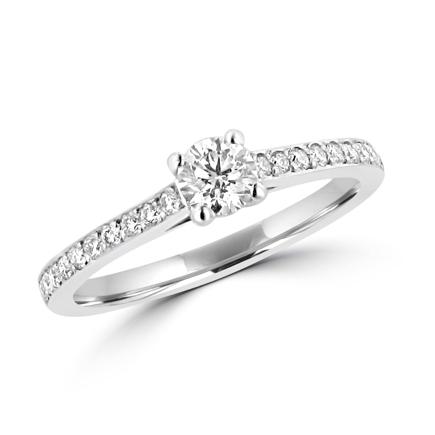 Platinum 0.33ct Round Diamond Engagement Ring With Diamond Set Band