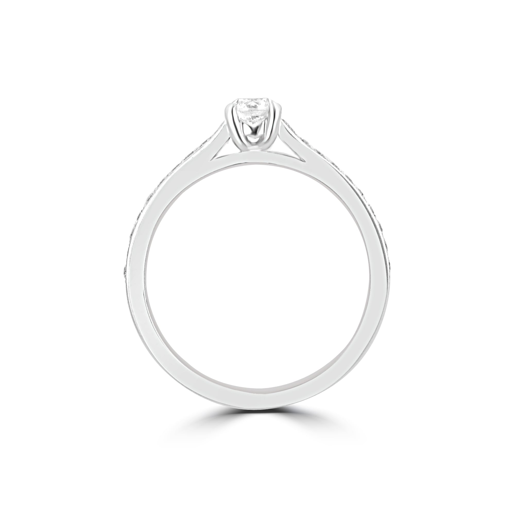 Platinum 0.33ct Round Diamond Engagement Ring With Diamond Set Band