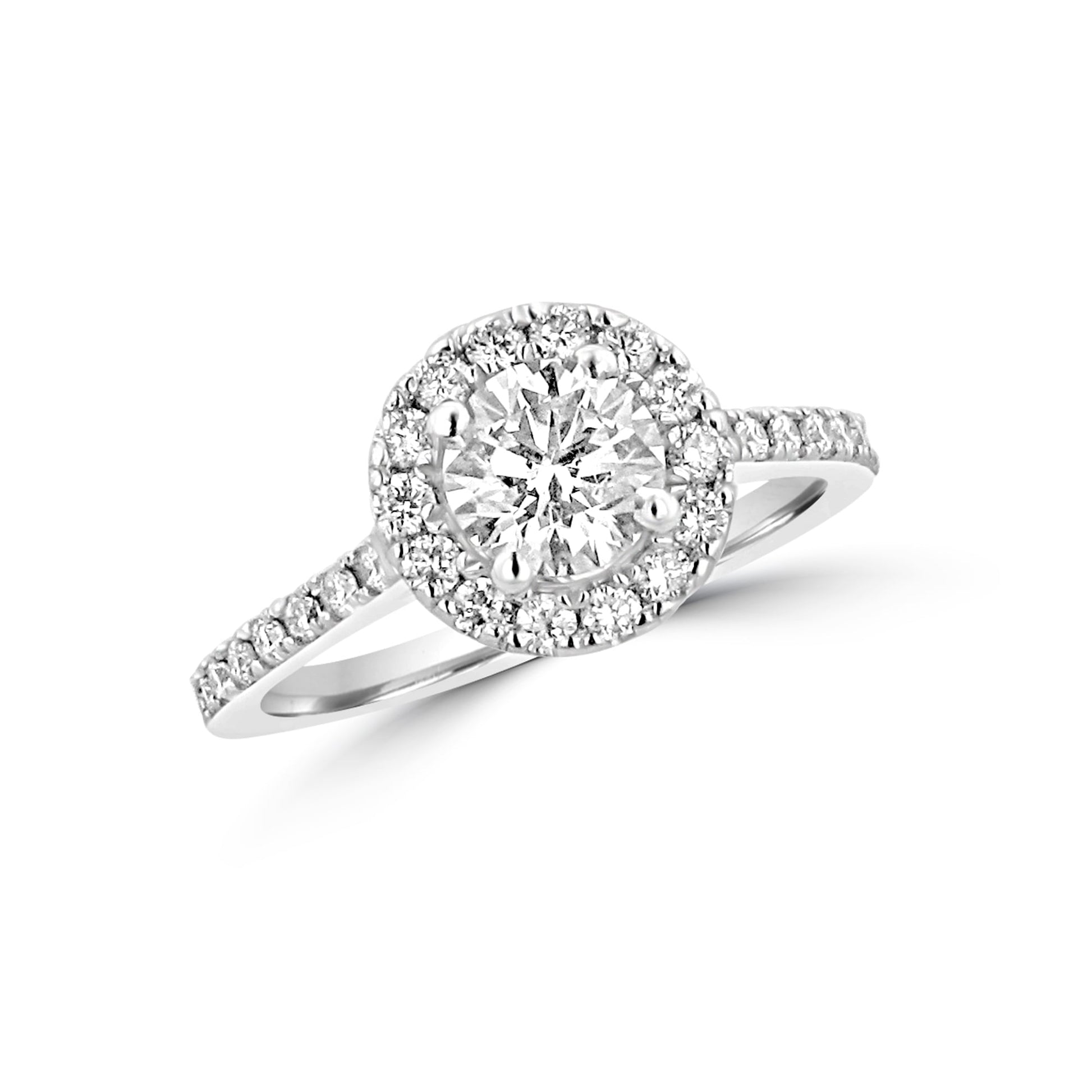 Platinum 0.70ct Round Diamond Halo Ring