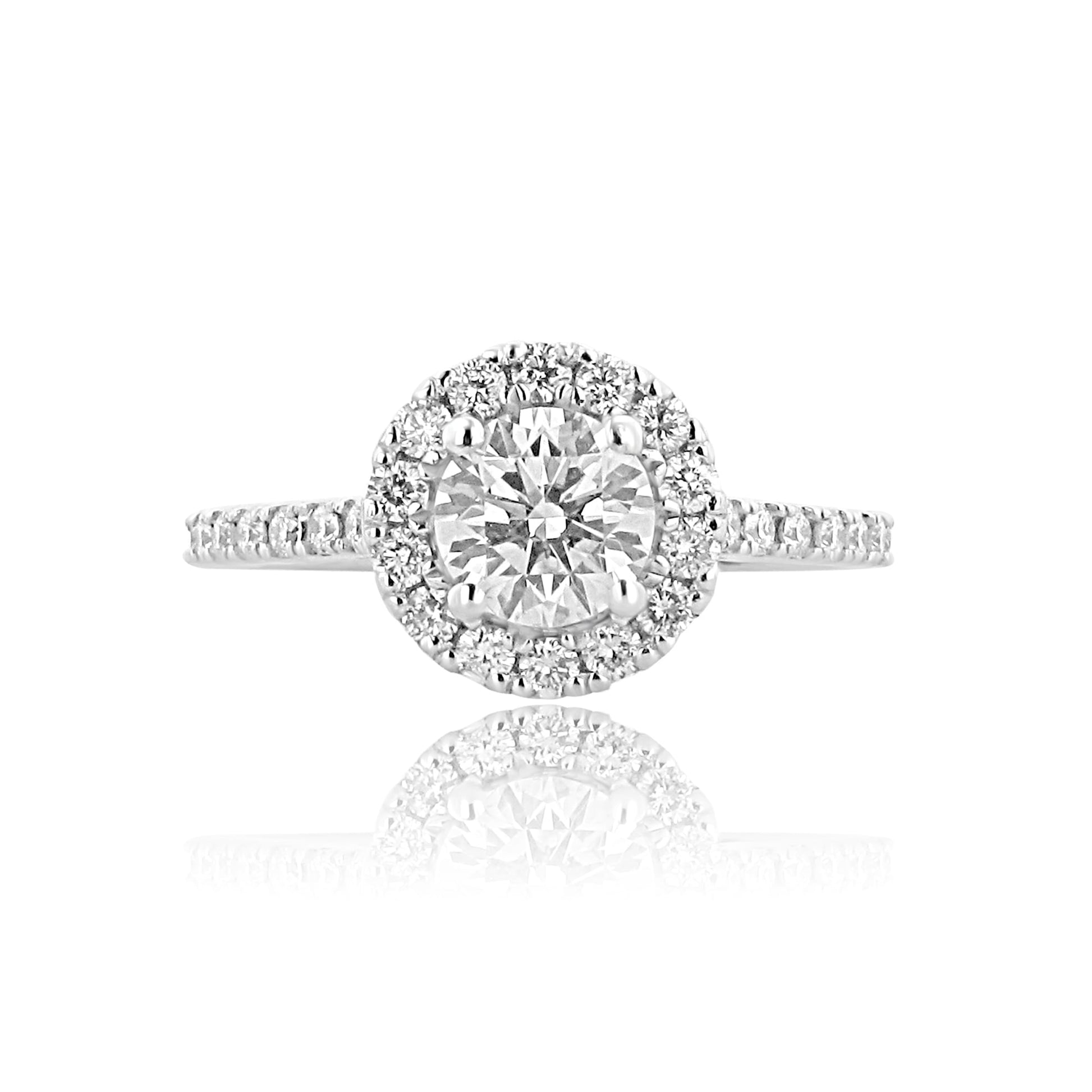 Platinum 0.70ct Round Diamond Halo Ring