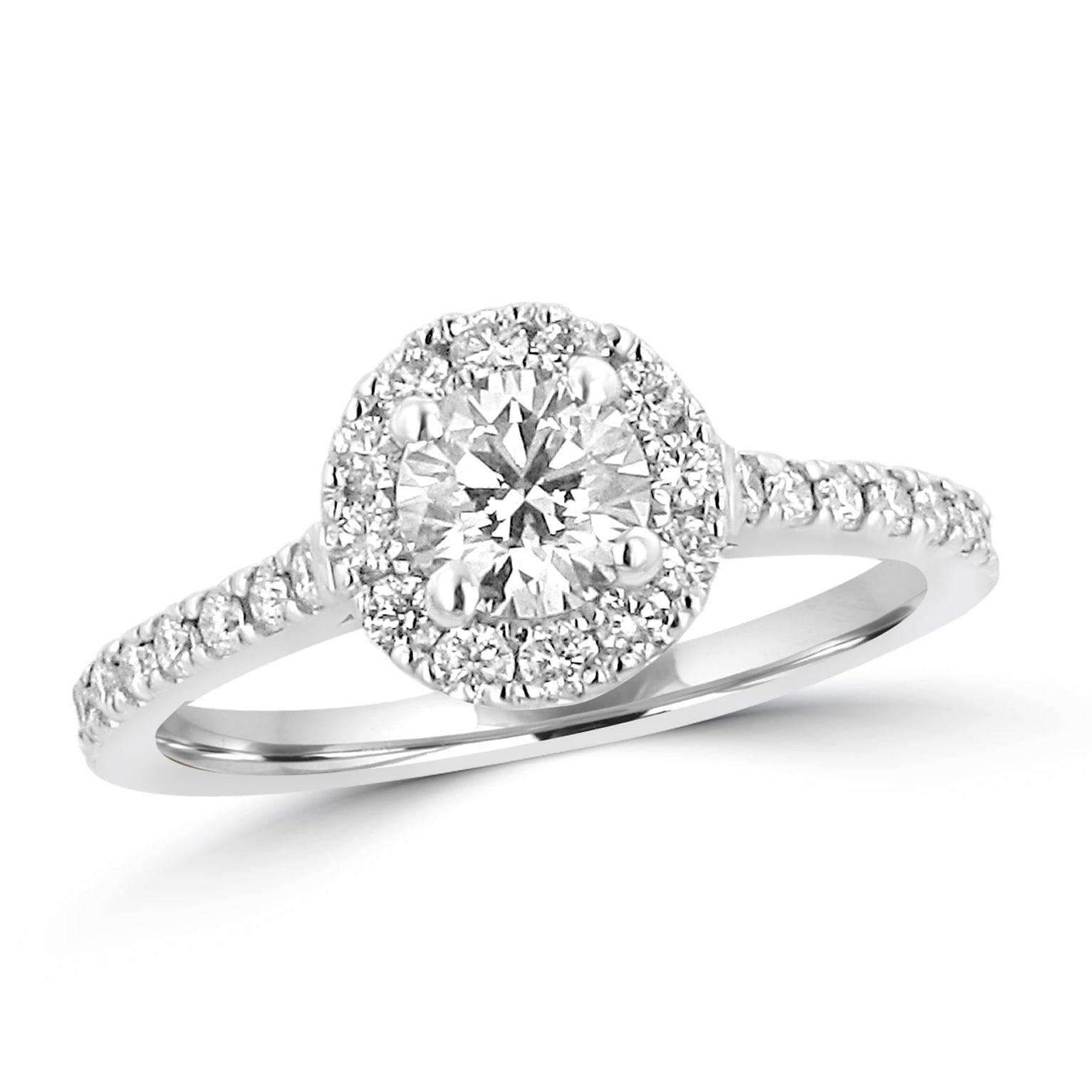 GIA Certified 0.47ct Round Diamond Halo Ring