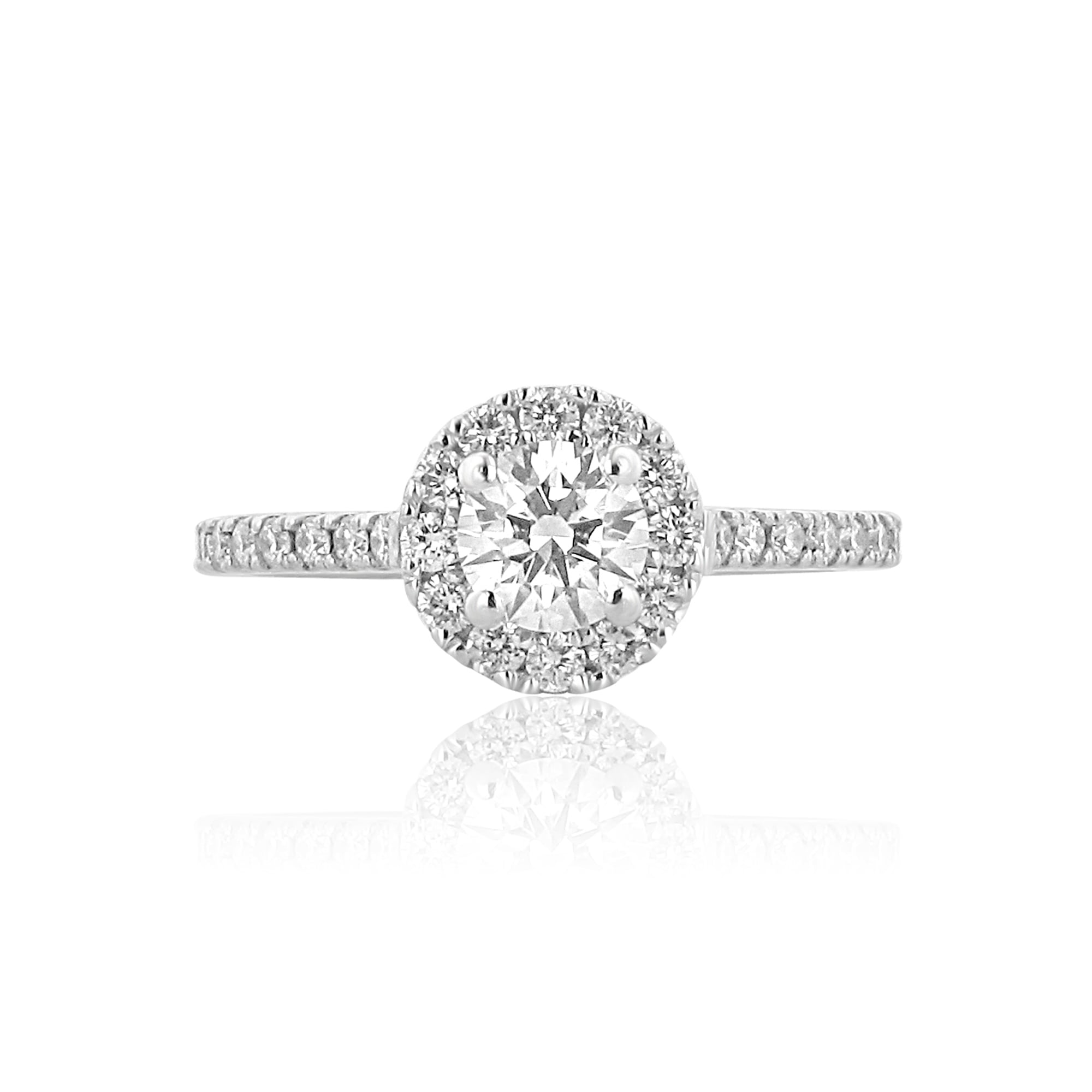 GIA Certified 0.47ct Round Diamond Halo Ring