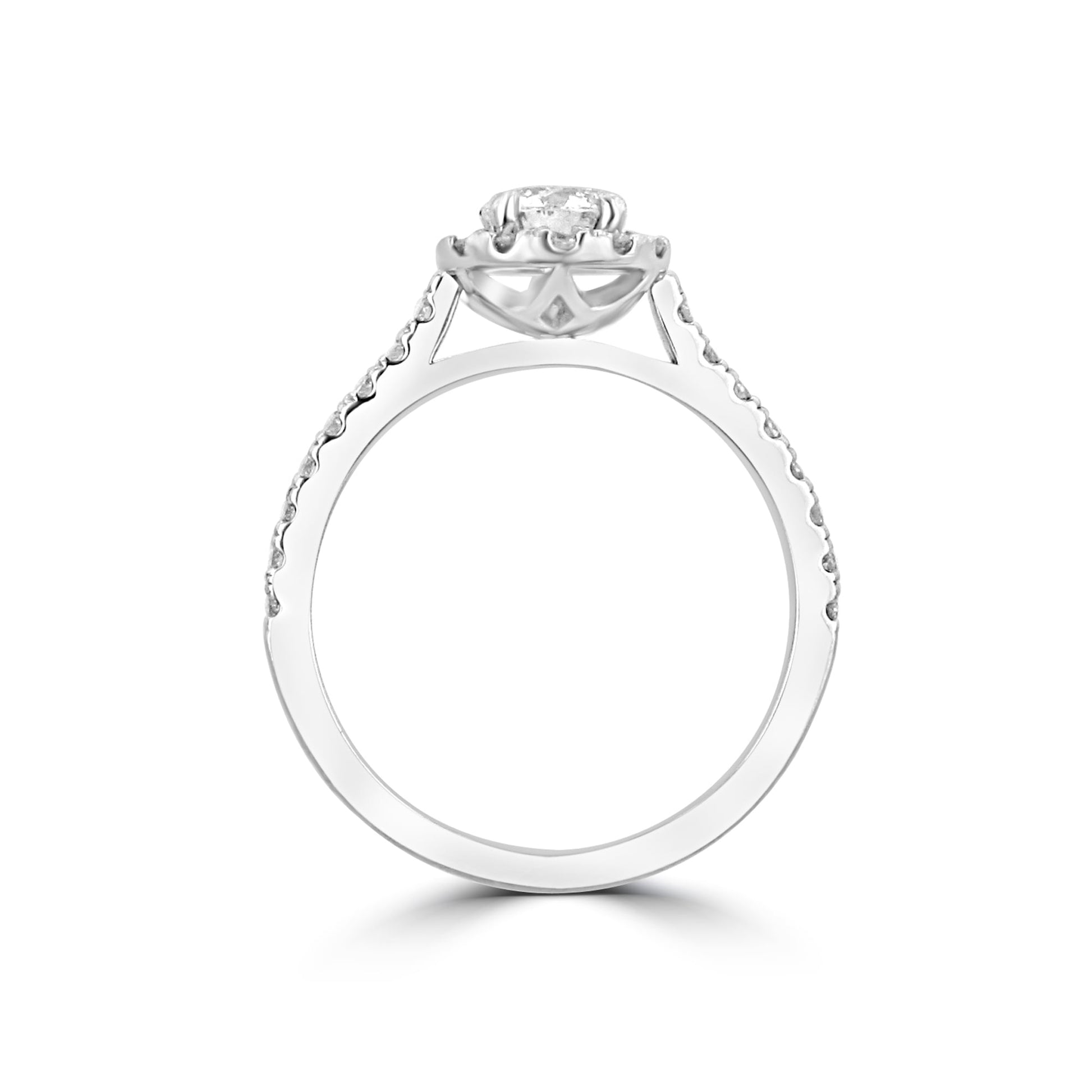 GIA Certified 0.47ct Round Diamond Halo Ring