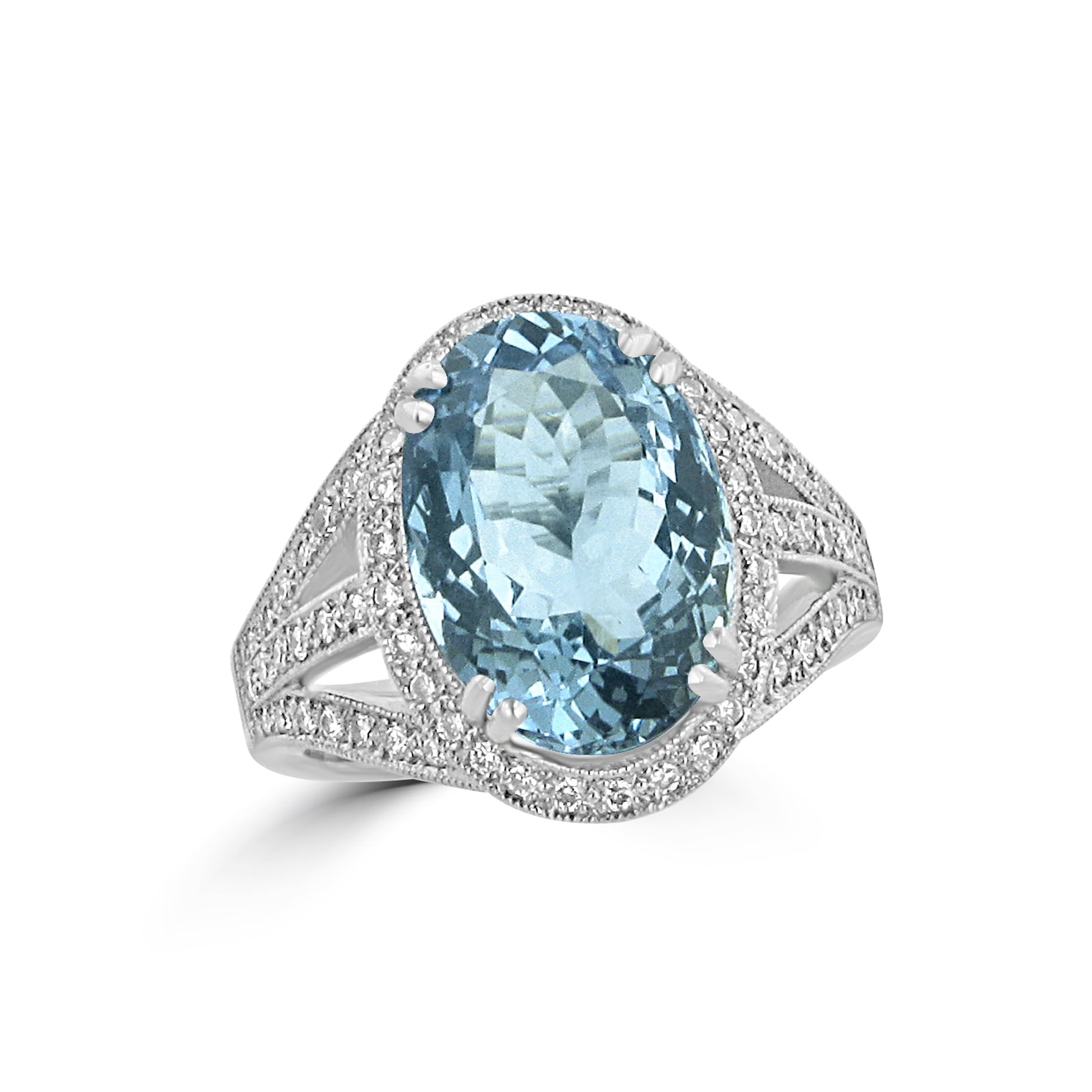 Aquamarine and Diamond 5.82ct Cluster Ring in 18ct White Gold