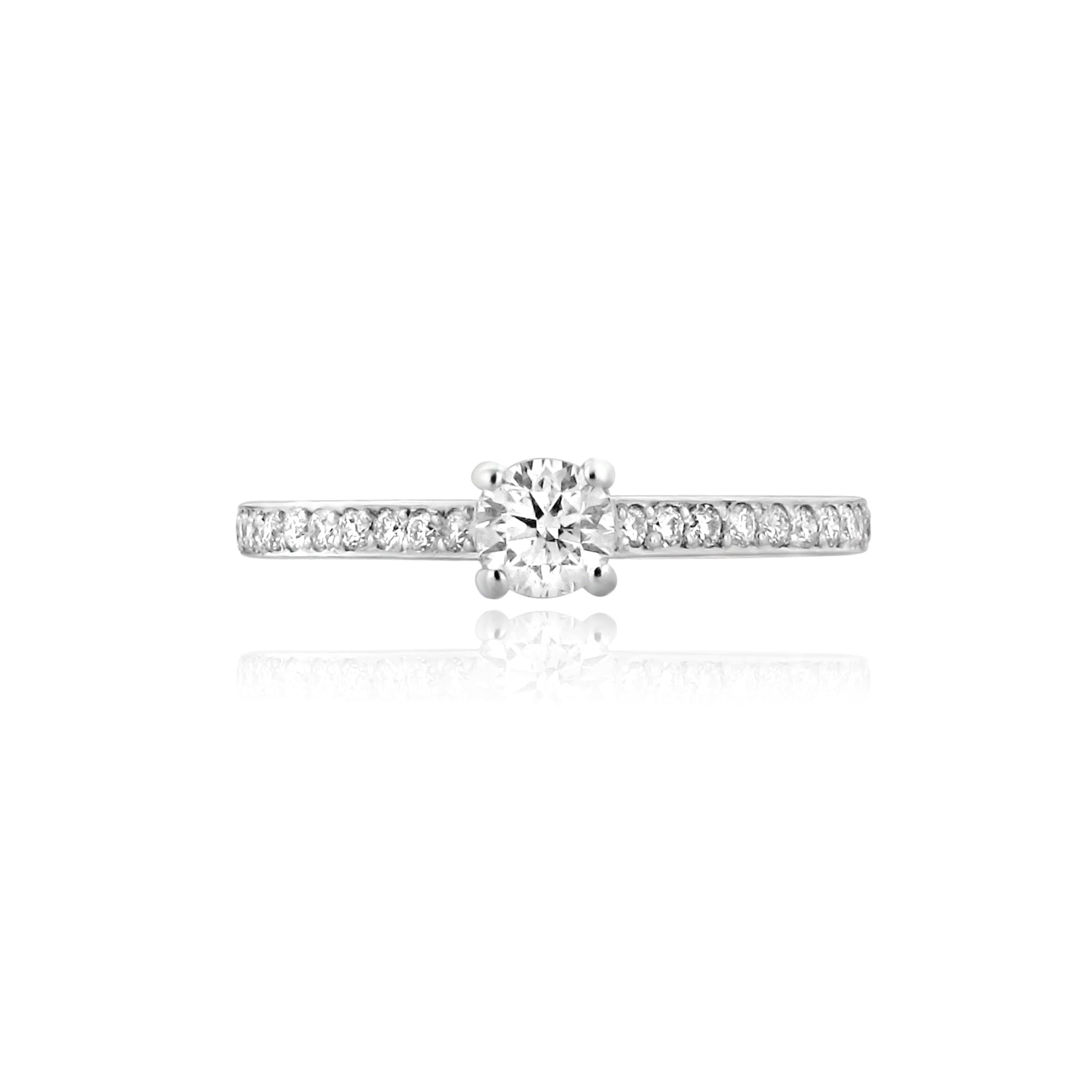 Platinum 0.33ct Round Diamond Engagement Ring With Diamond Set Band