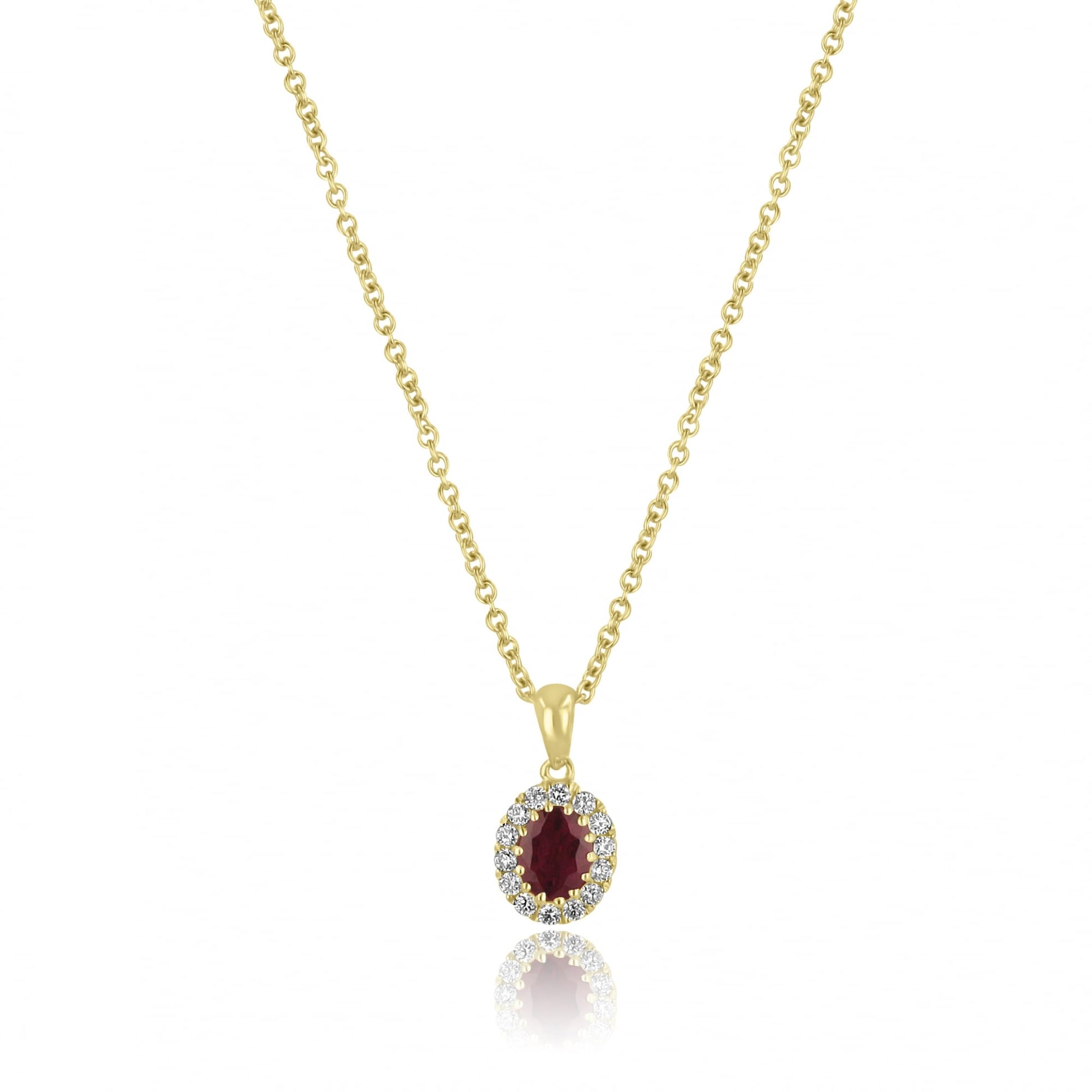 Oval Ruby and Diamond Cluster Necklace