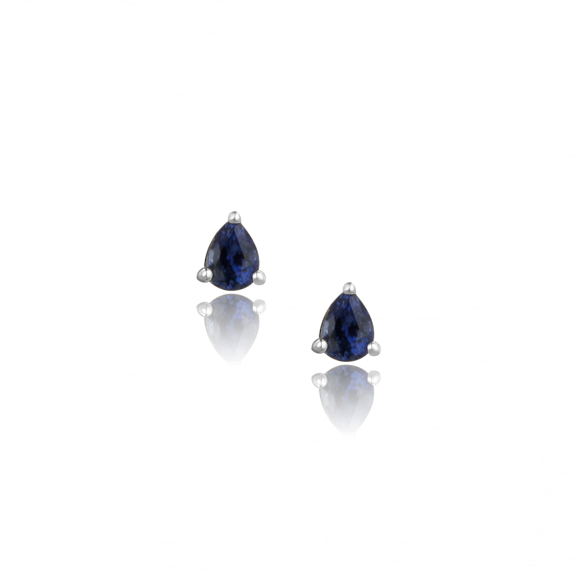 Small 18ct White Gold Pear Sapphire Stud Earrings