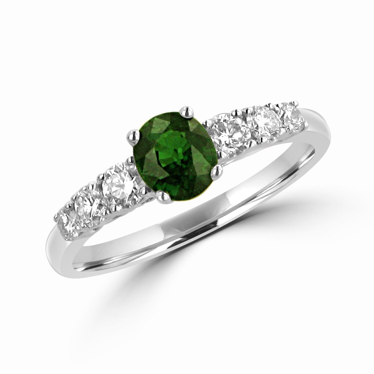 Tsavorite Garnet and Diamond Ring in 18ct White Gold