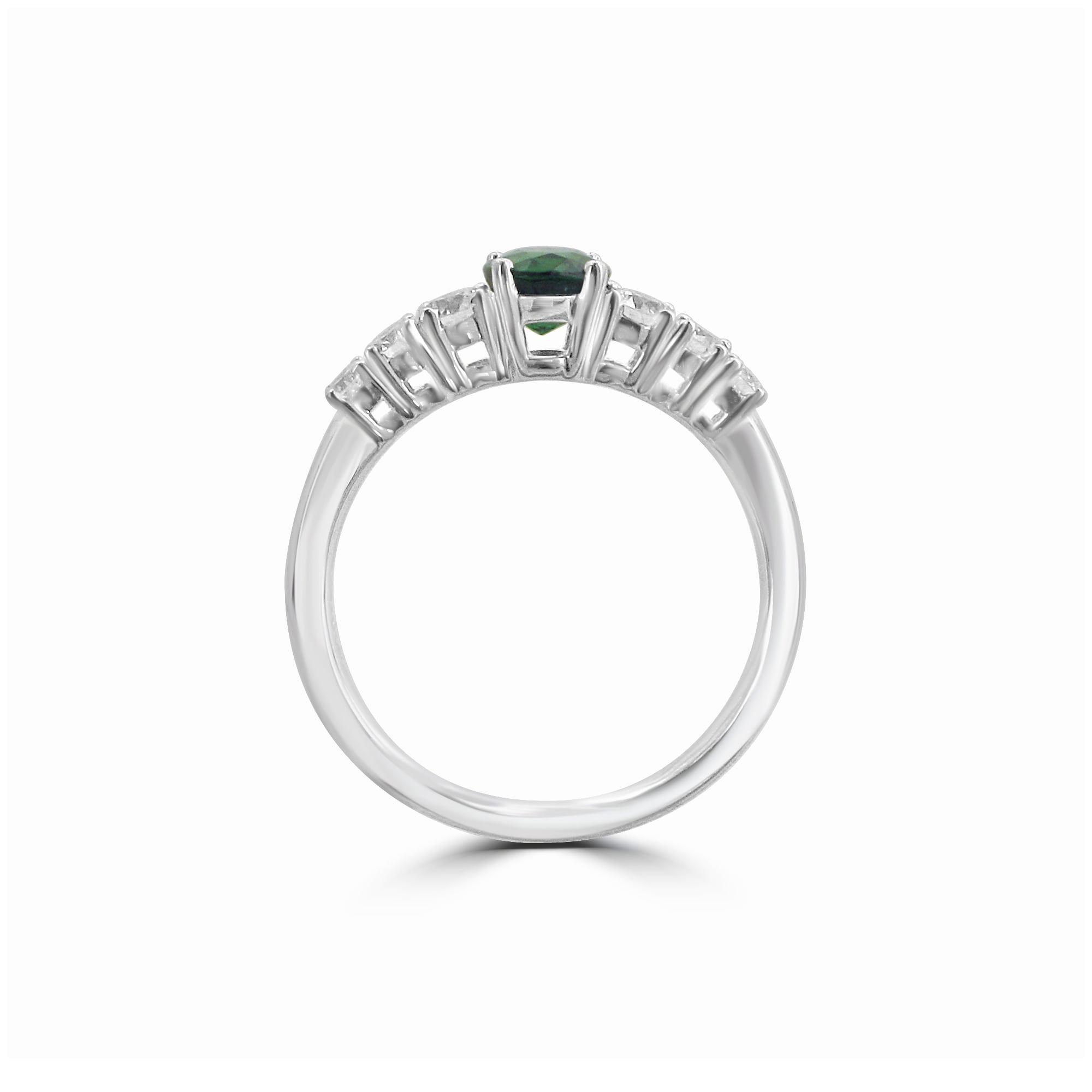Tsavorite Garnet and Diamond Ring in 18ct White Gold