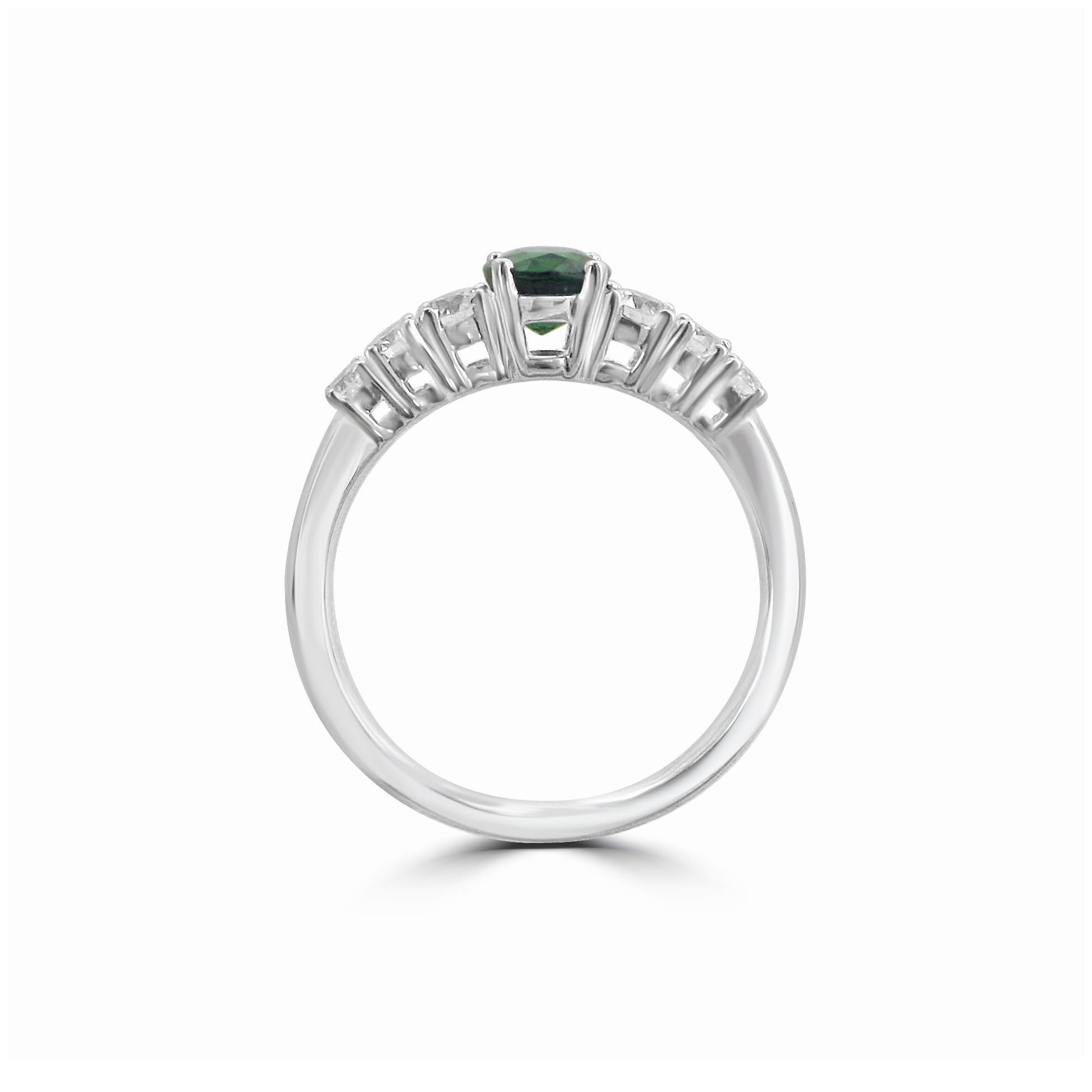 Tsavorite Garnet and Diamond Ring in 18ct White Gold