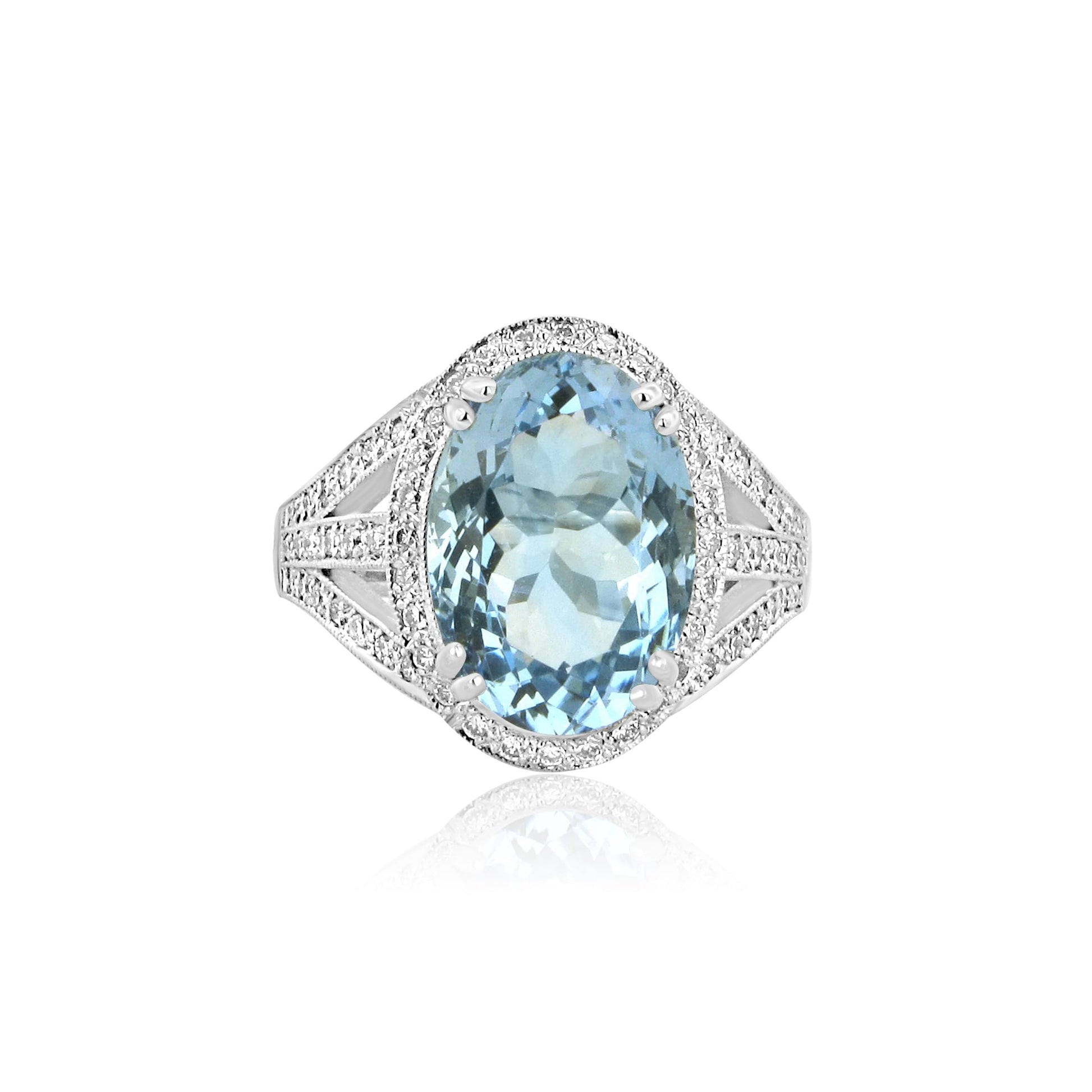Aquamarine and Diamond 5.82ct Cluster Ring in 18ct White Gold