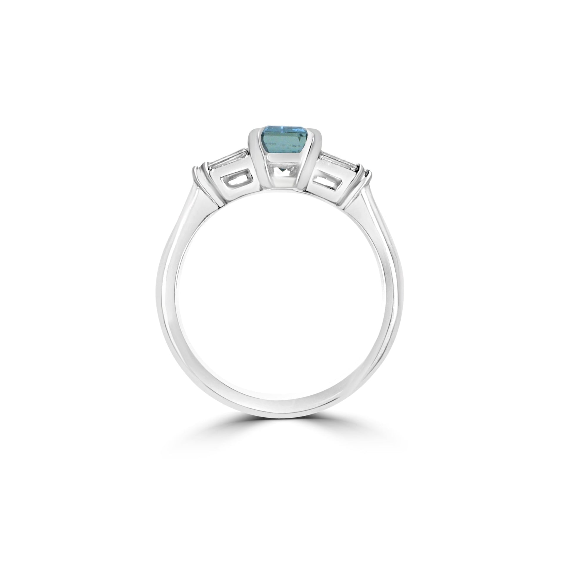 Deco Inspired 18ct White gold Aquamarine and Diamond Ring