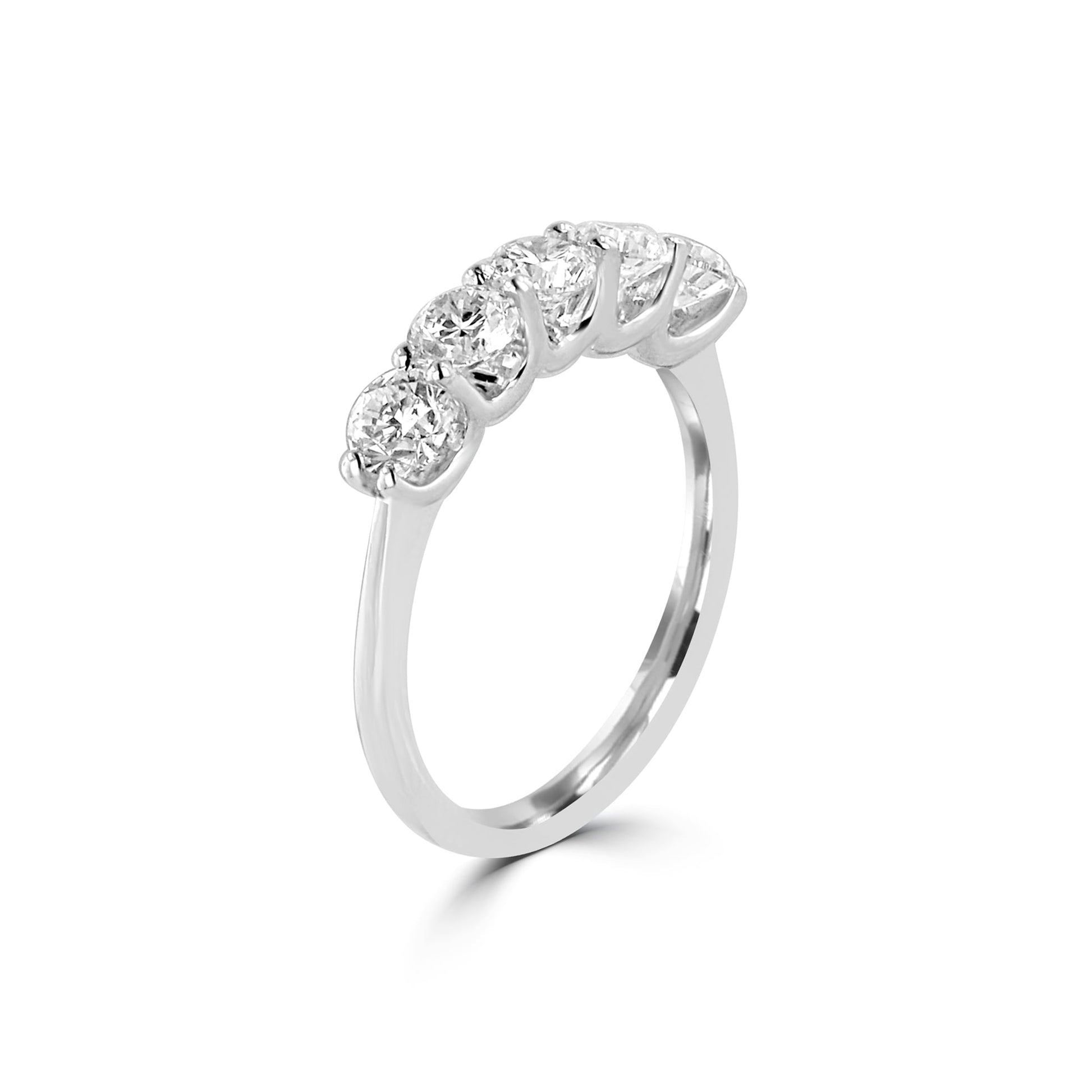 18ct White Gold Five Stone Round Diamond Ring 1.18ct