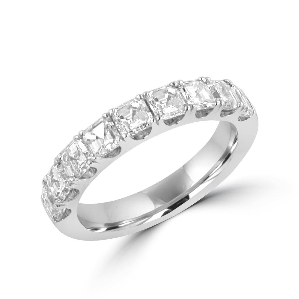 Platinum Nine Stone Asscher Cut Diamond Band Ring 1.75ct