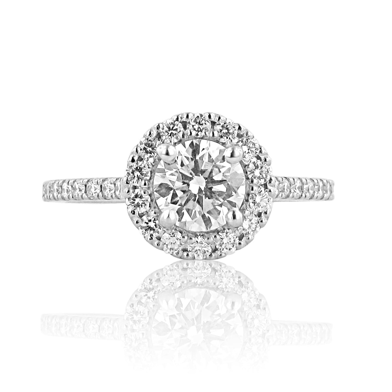 Platinum Diamond Halo Engagement Ring 1.33ct Total