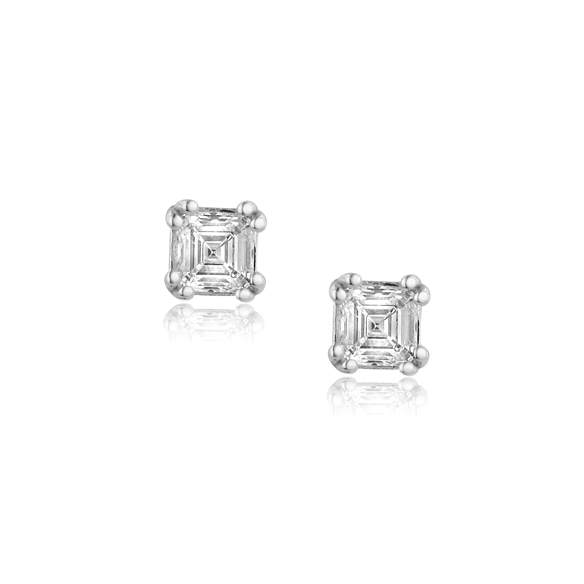 One Carat Asscher Cut Diamond Stud Earrings
