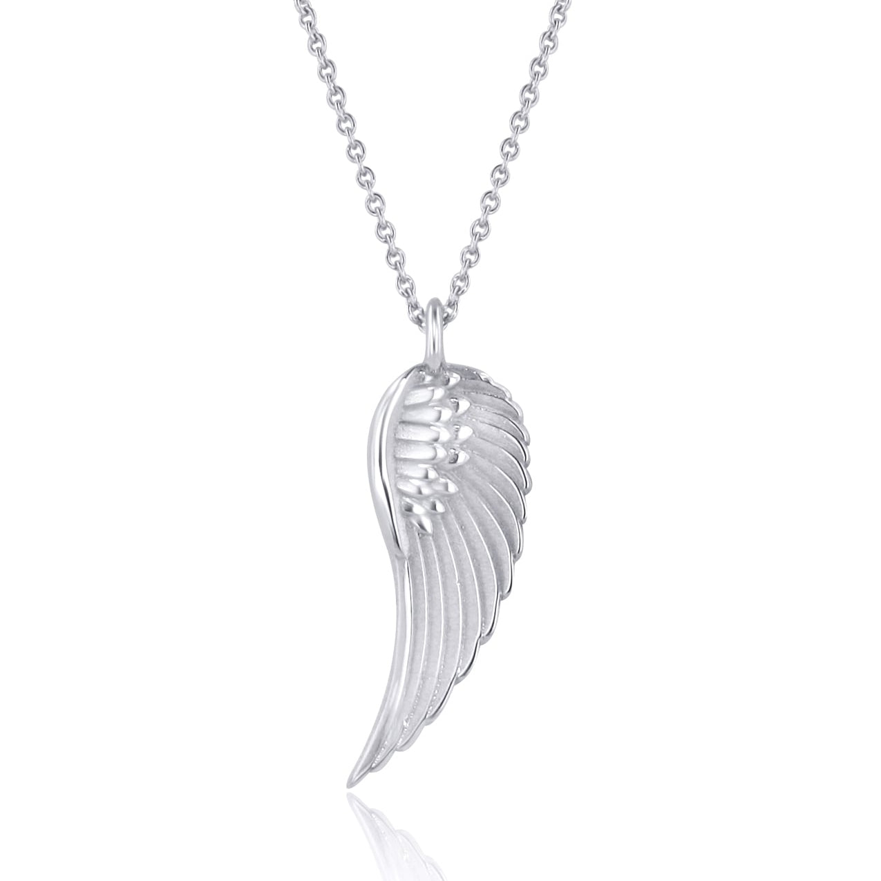 9ct White Gold Feather Necklace