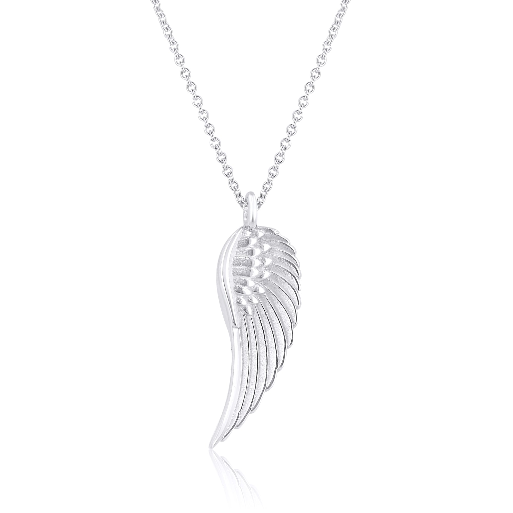 9ct White Gold Feather Necklace