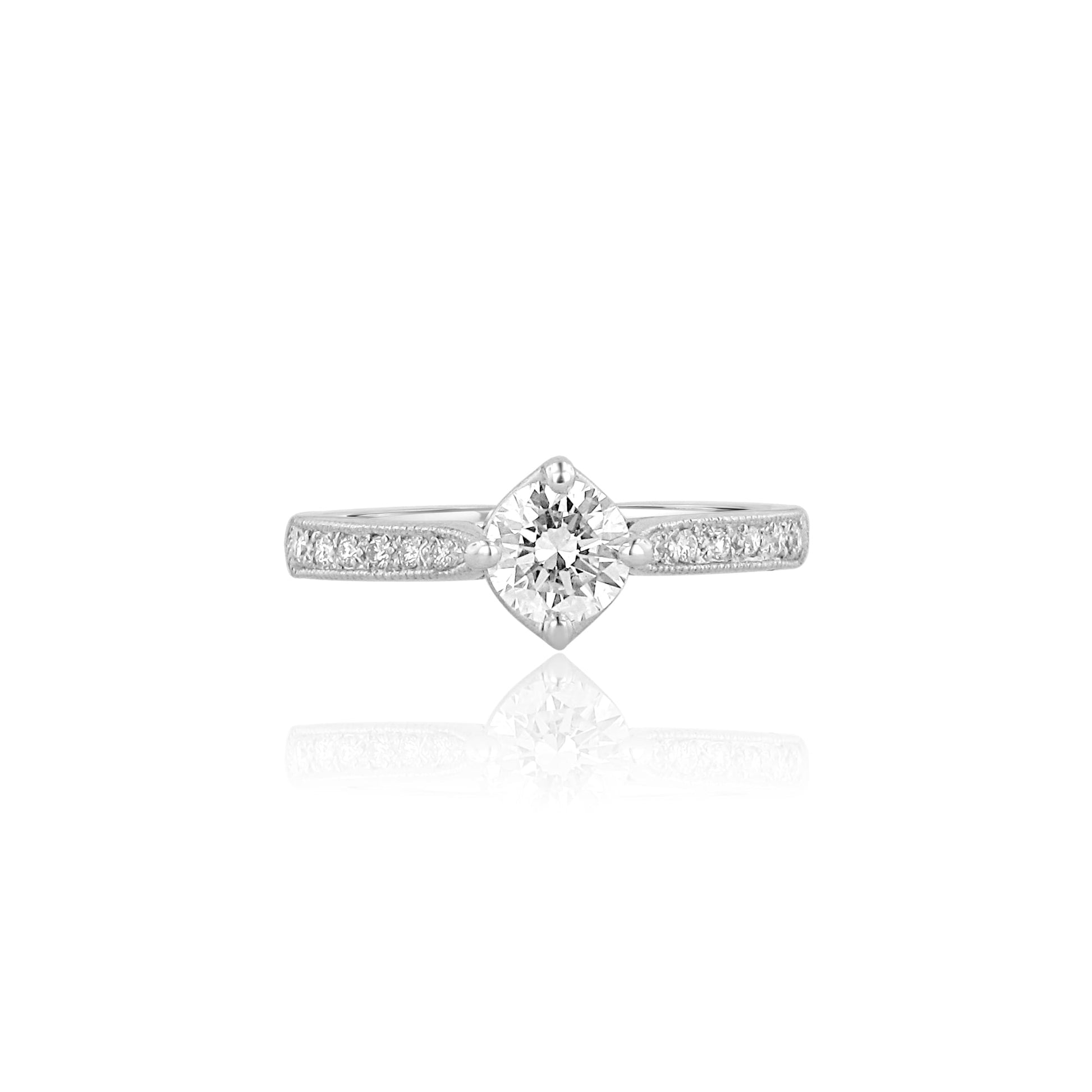 Half Carat Diamond Engagement Ring With Diamond Band