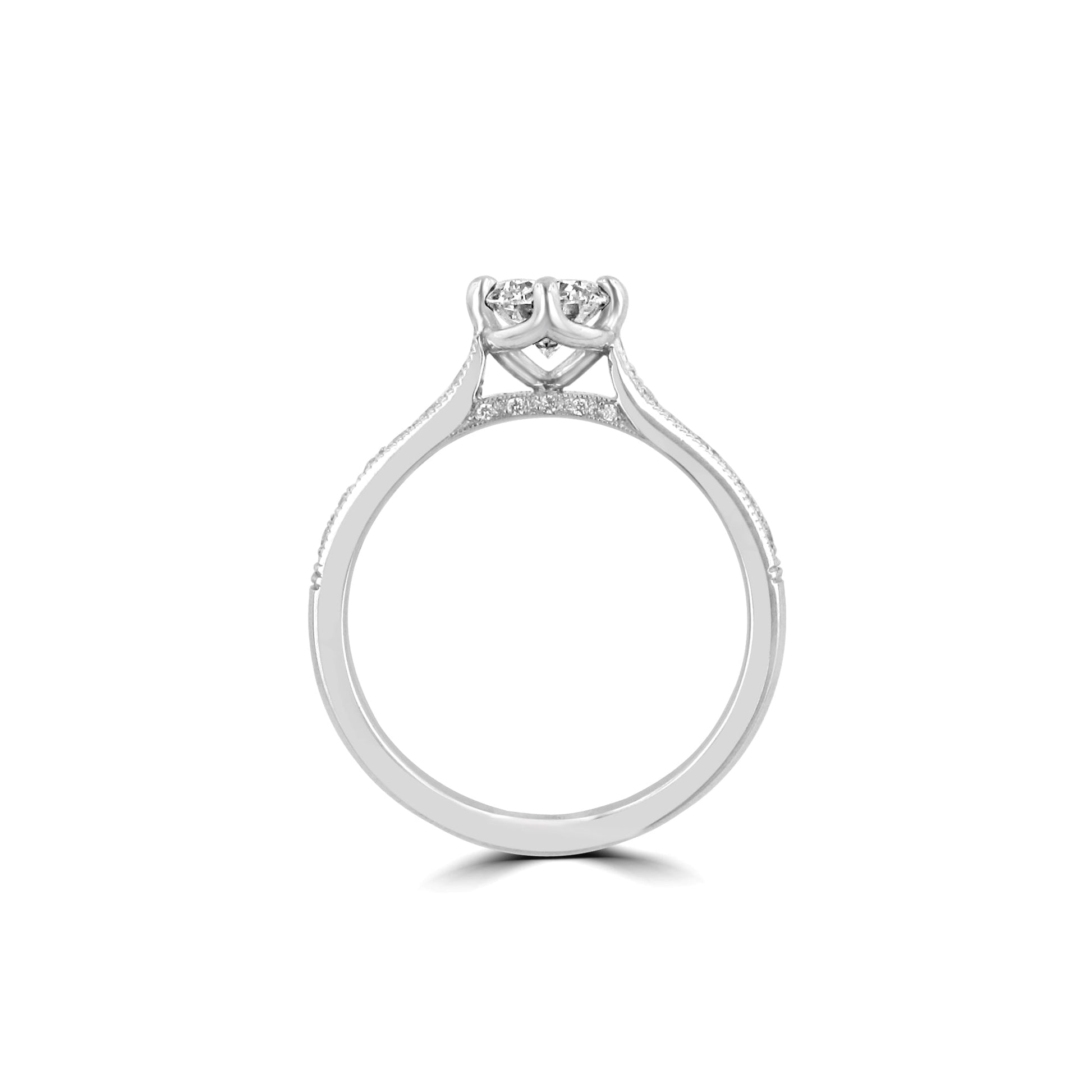 Half Carat Diamond Engagement Ring With Diamond Band