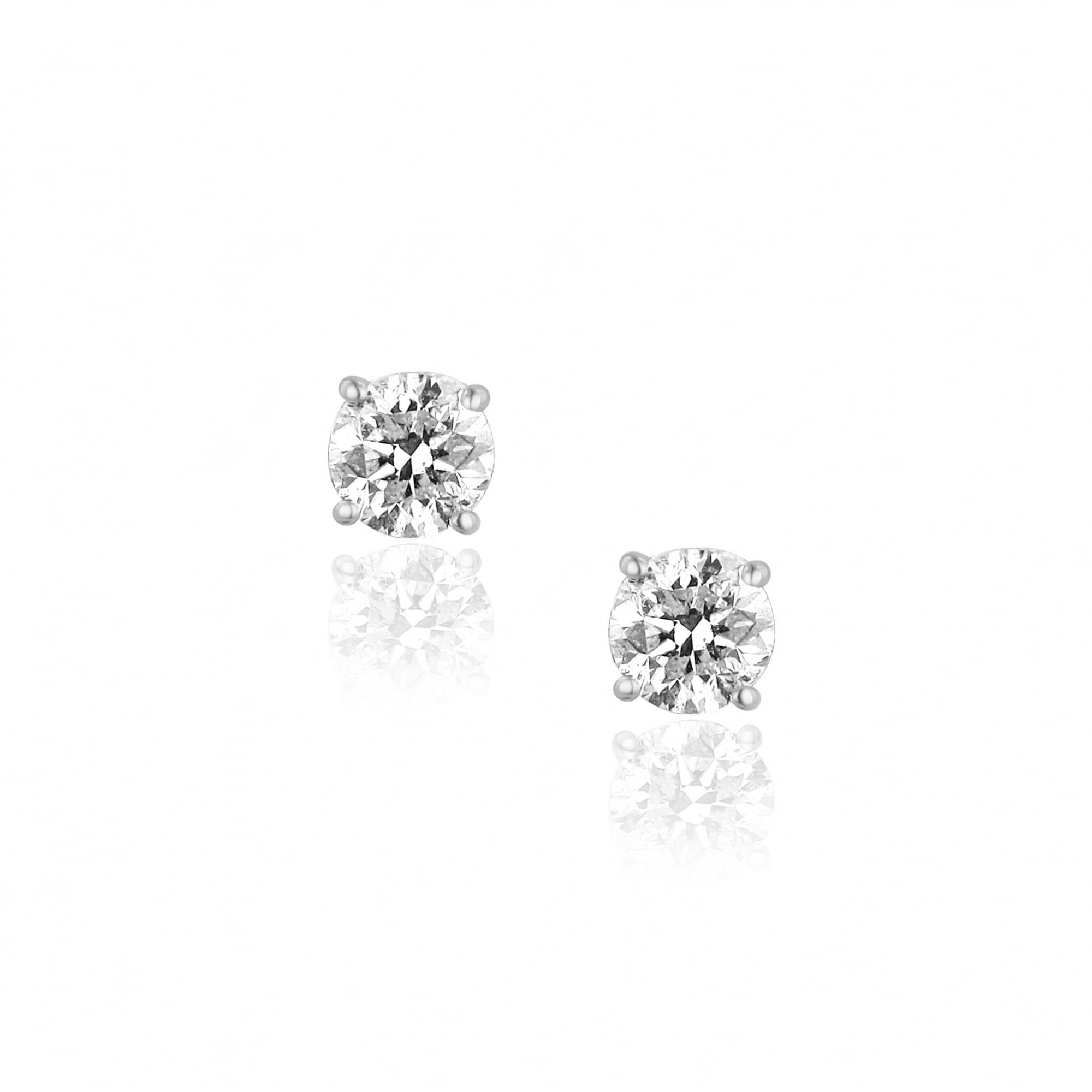 Two Carat Round Diamond Stud Earrings in 18ct White Gold