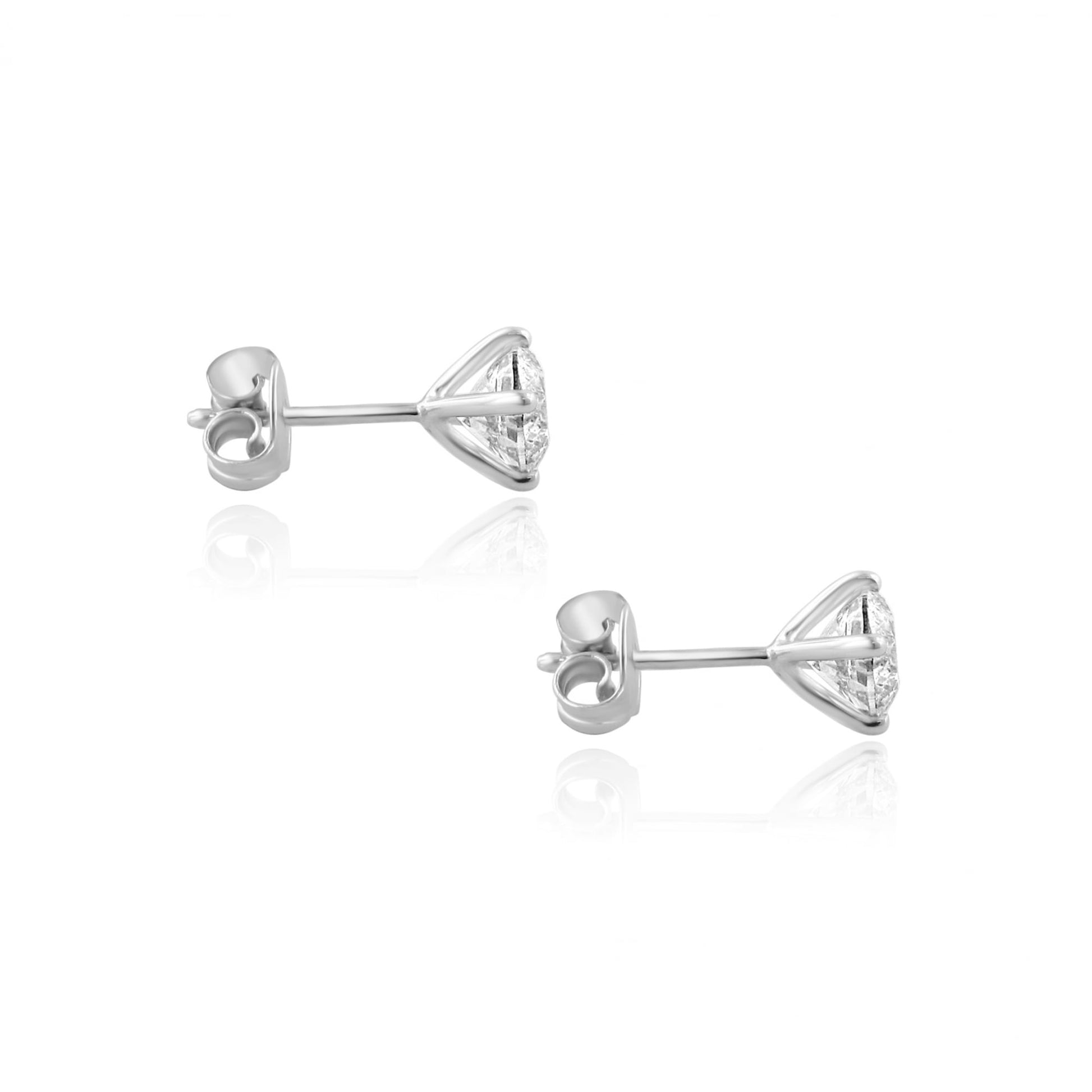 Two Carat Round Diamond Stud Earrings in 18ct White Gold