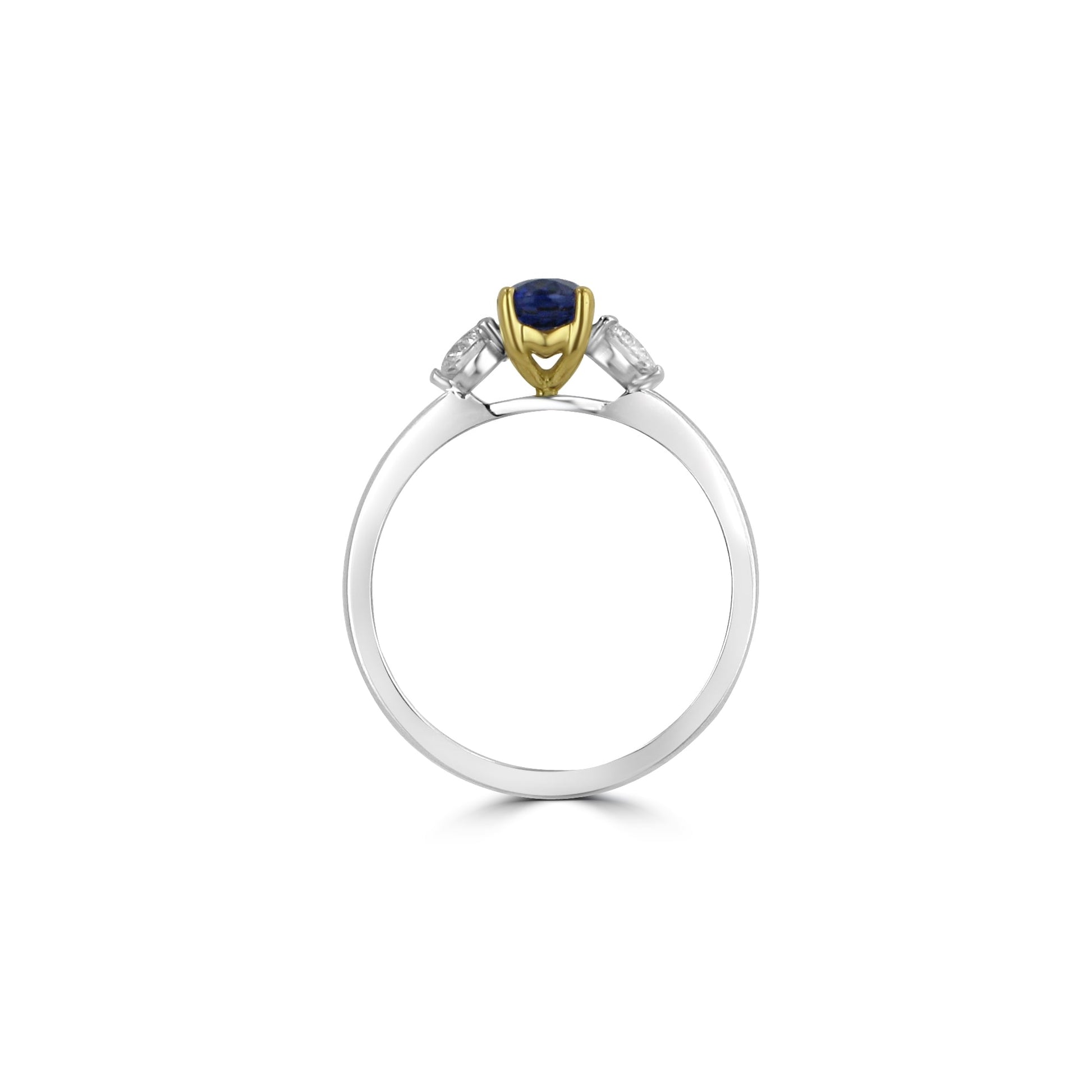 1.05ct Sapphire and Diamond Three Stone Ring in White Gold