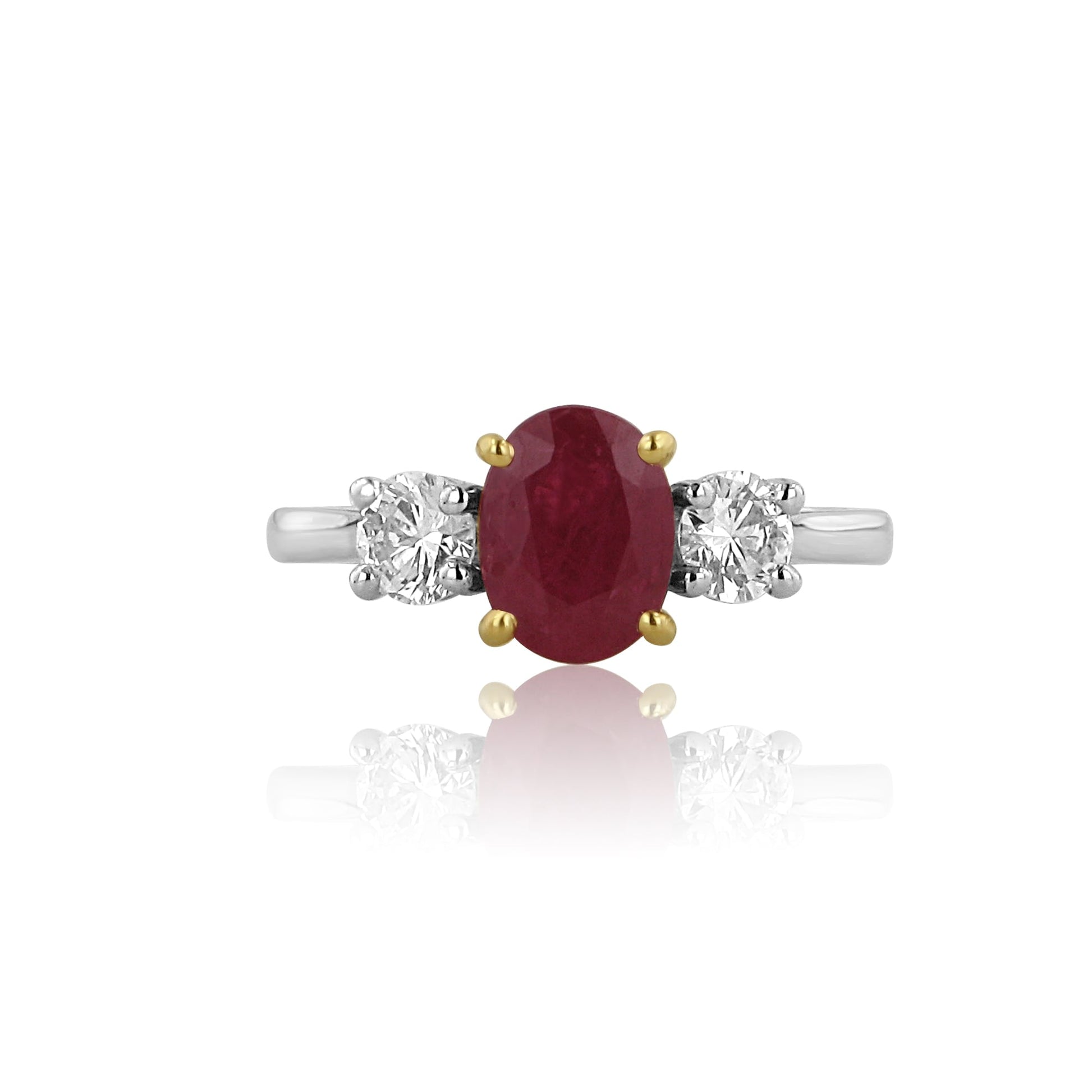 Platinum 1.25ct Ruby and Diamond Three Stone Ring