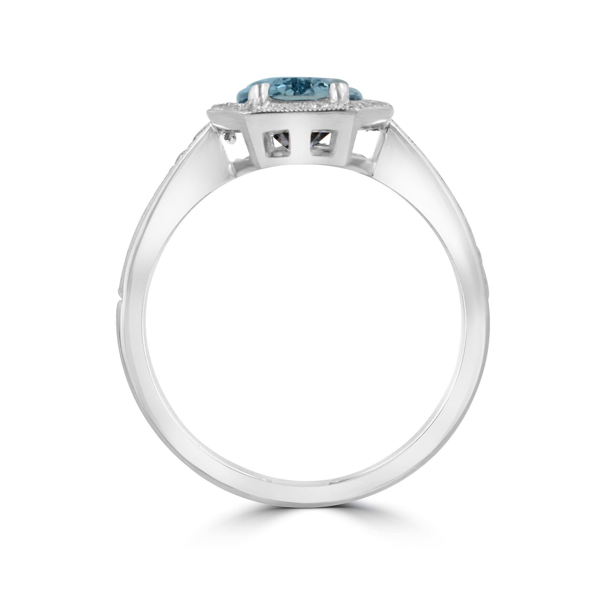 Unusual Aquamarine and Diamond Halo Cocktail Ring