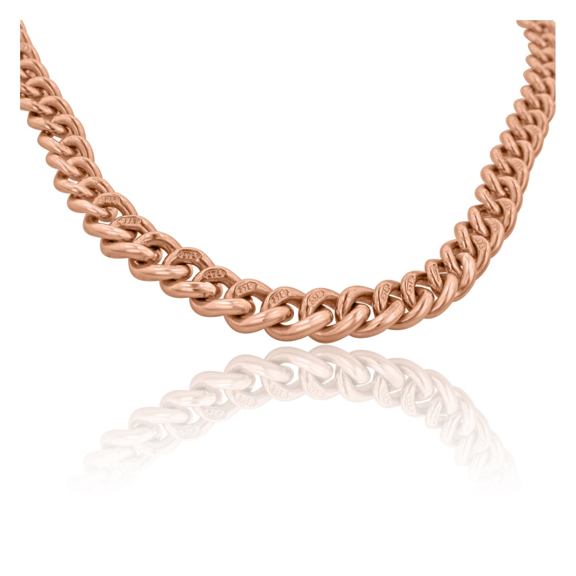 9ct Rose Gold Graduated Curb Pre-Owned Bracelet