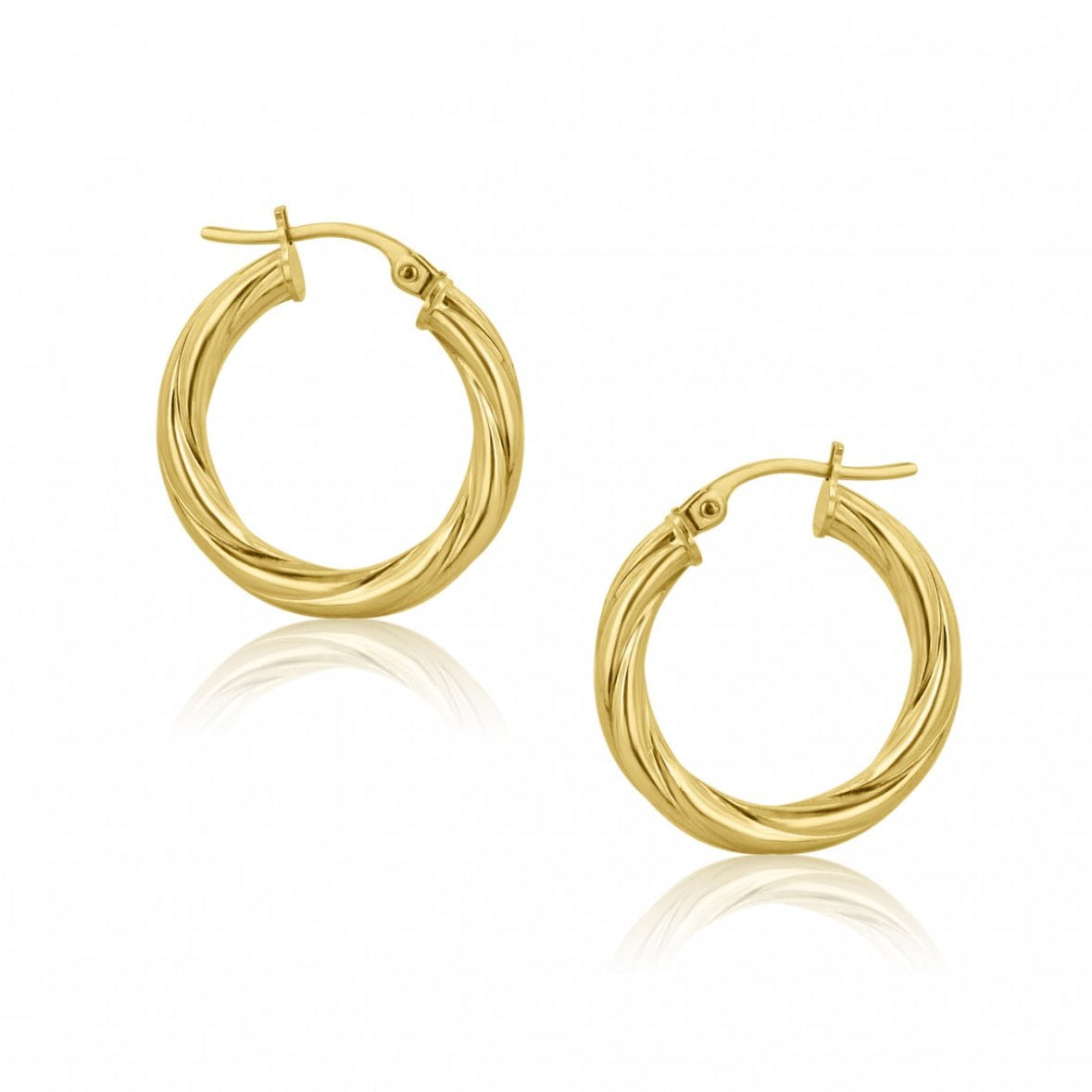Twisted Hinge Top Hoop Earrings in 9ct Yellow Gold