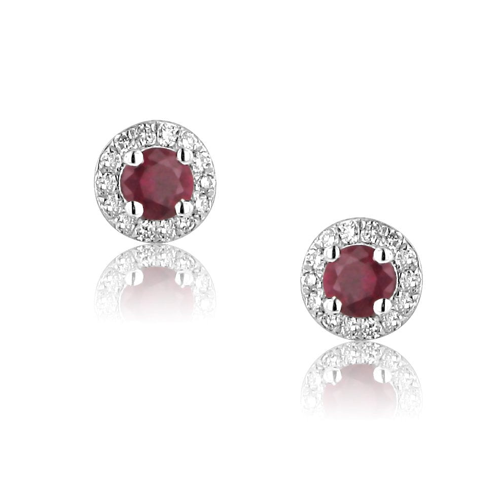 Ruby and Diamond Halo Earrings With Removable Diamond Ring