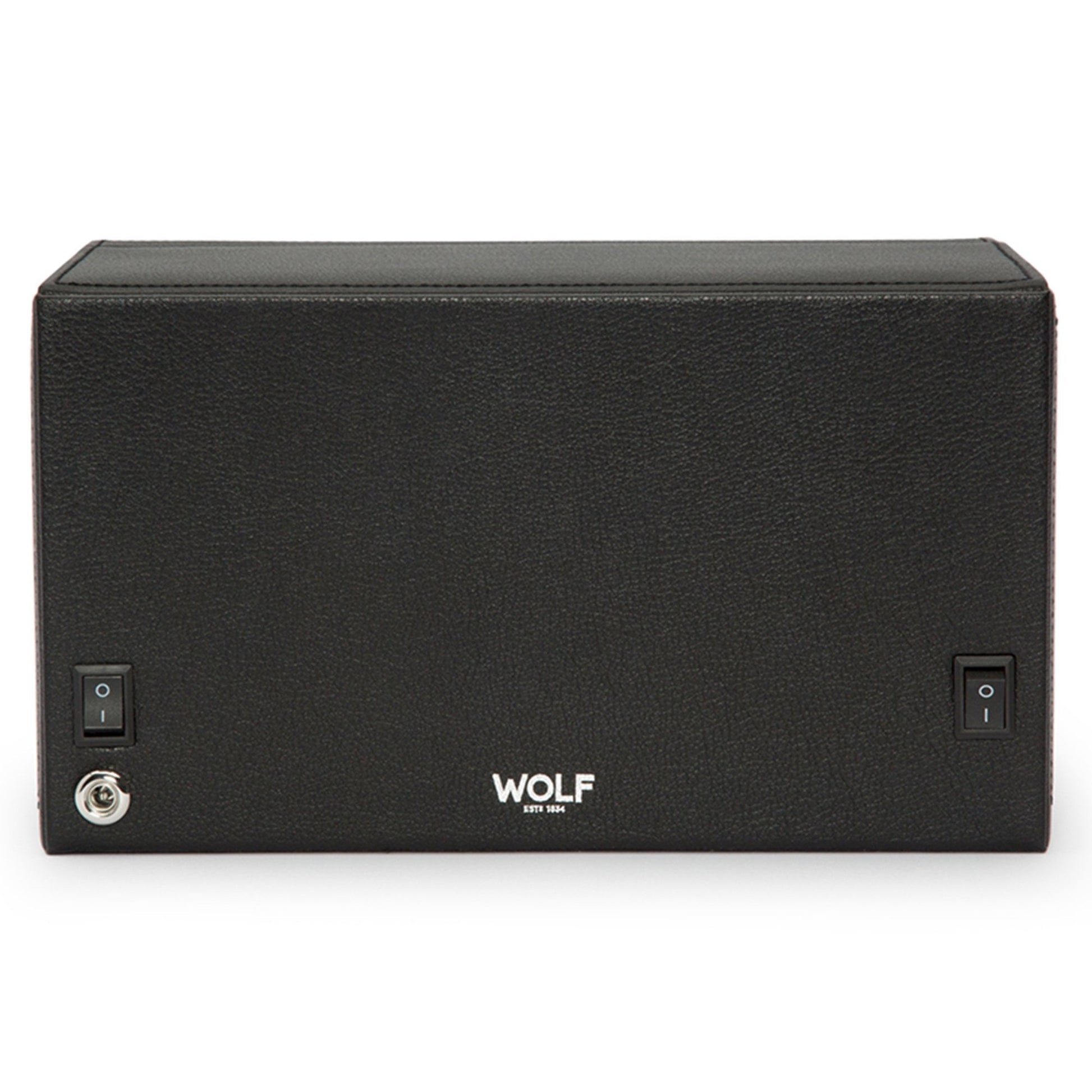 WOLF Black Leather Double Watch Winder