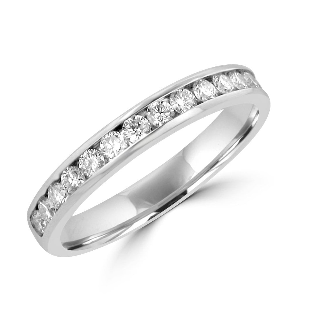 Platinum Round Diamond 3.1mm Wide Wedding Ring