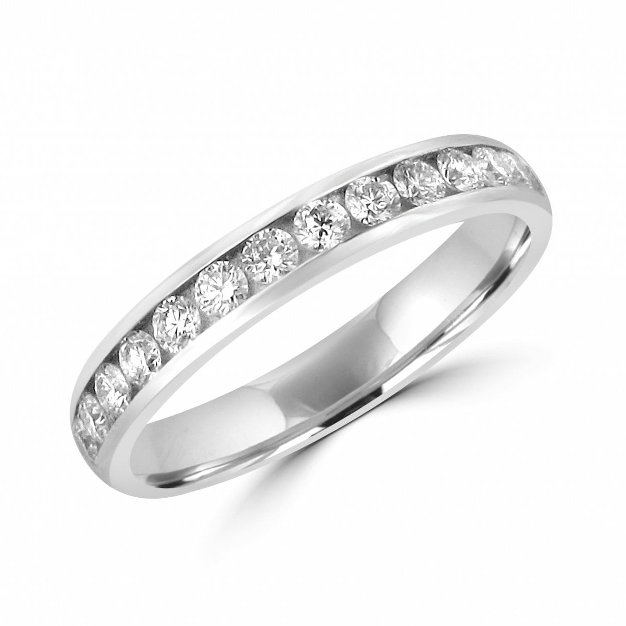 Platinum Round Diamond 3.1mm Wide Wedding Ring