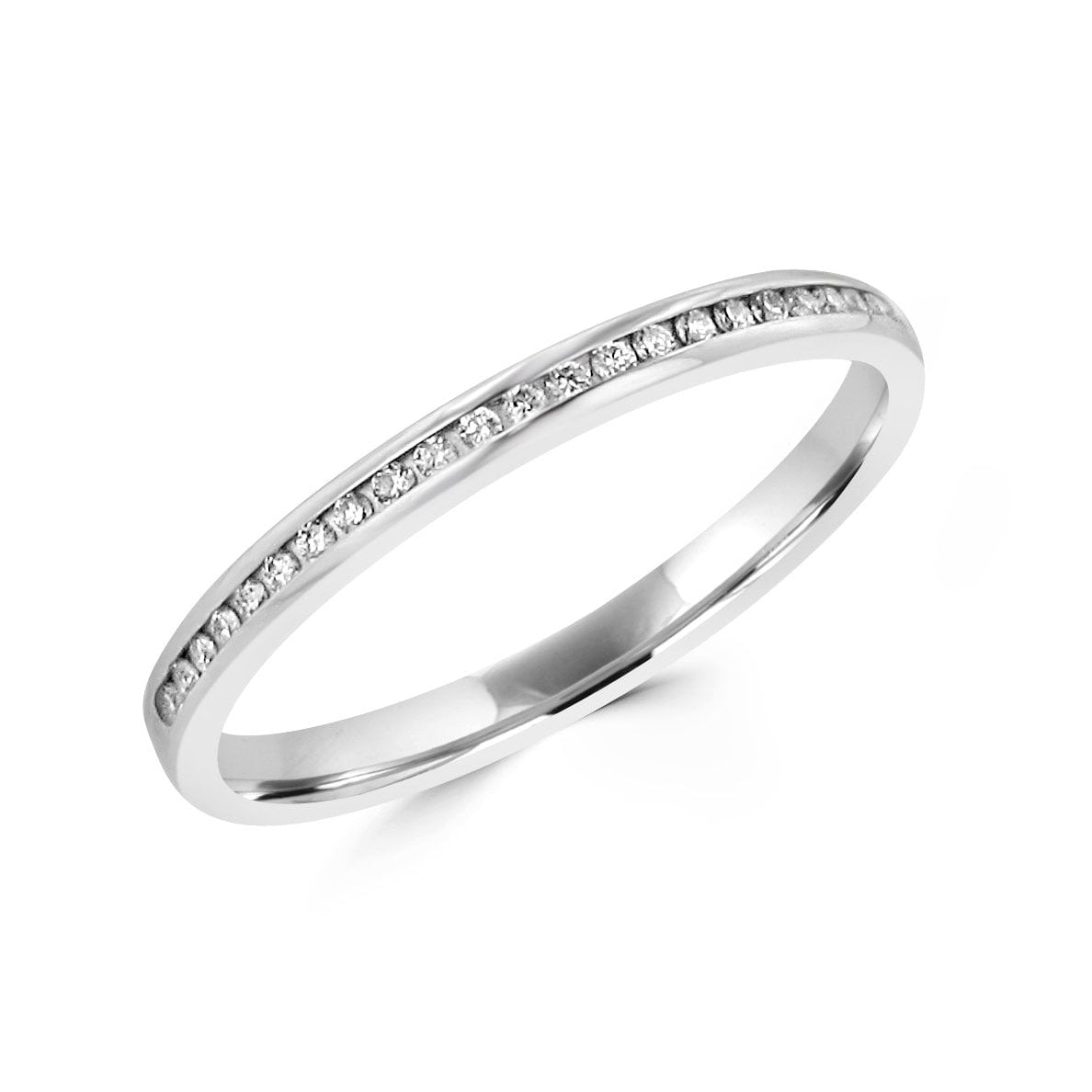 Platinum 2mm Wide Half Set Round Diamond Band Ring