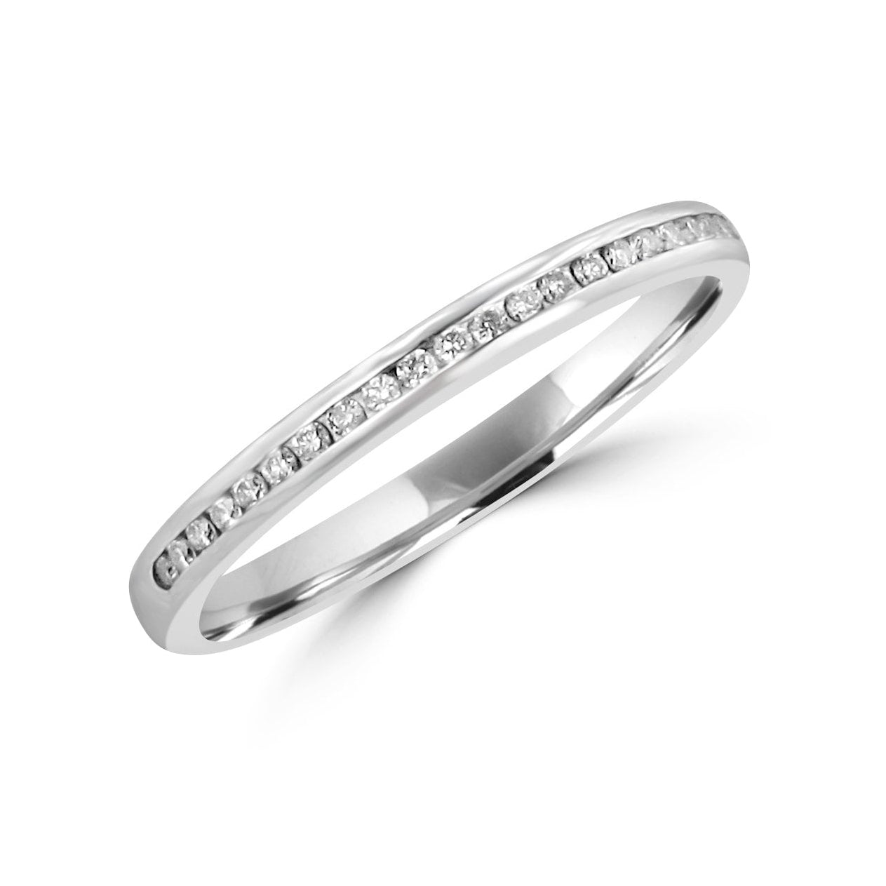 9ct White Gold Round Diamond 2mm Wide Wedding Ring