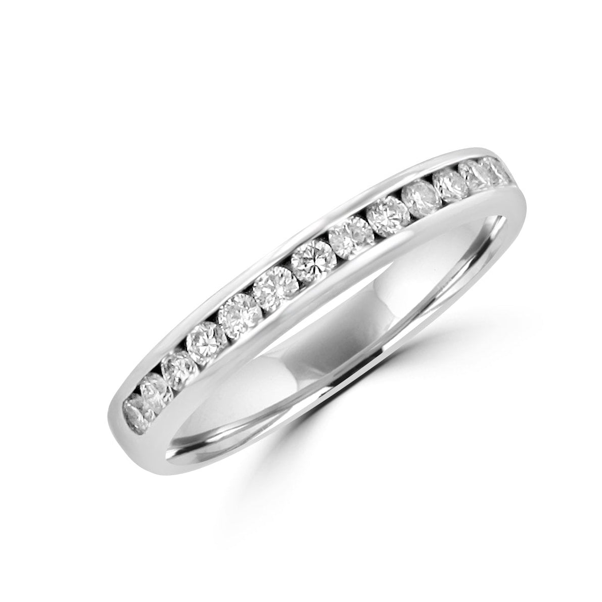18ct White Gold Round Diamond 2.8mm Wide Wedding Ring