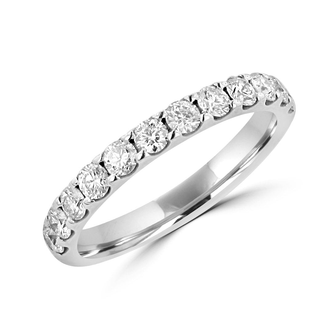 18ct White Gold Round Diamond 2.6mm Wide Band Ring